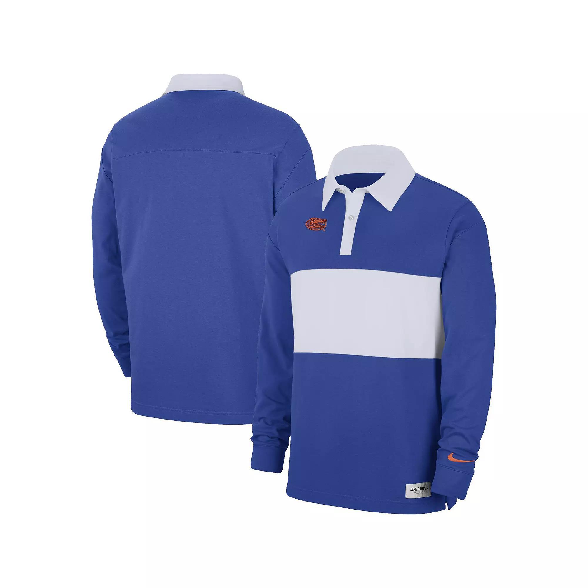 Men's Nike Royal Florida Gators Striped Long Sleeve Polo, Size: 2XL, Blue Product Image