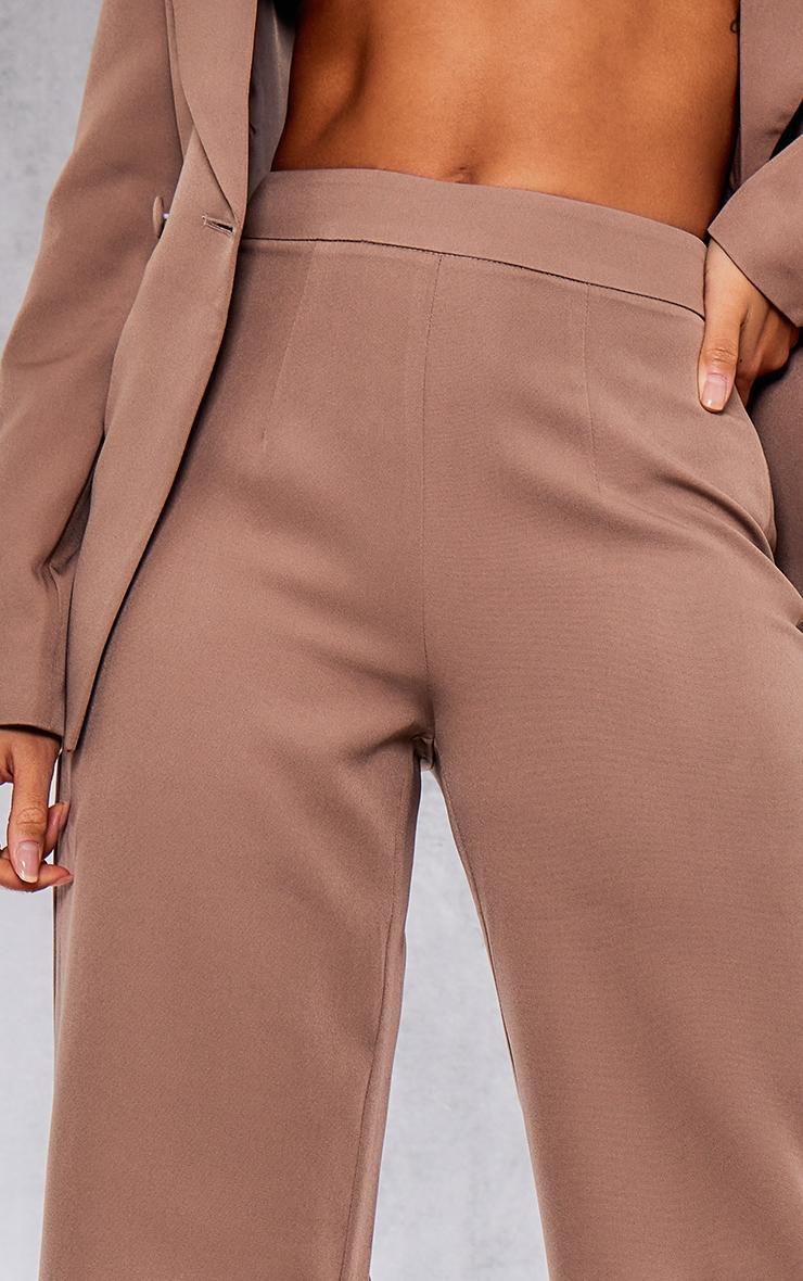 Mocha Woven High Waisted Tailored Wide Leg Pants Product Image