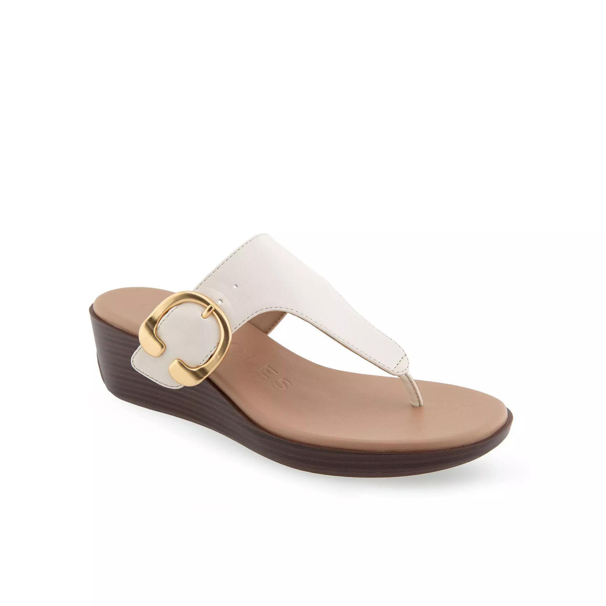 Aerosoles Izola Women's Wedge Sandals, Size: 11, Eggnog Pu Leather Product Image