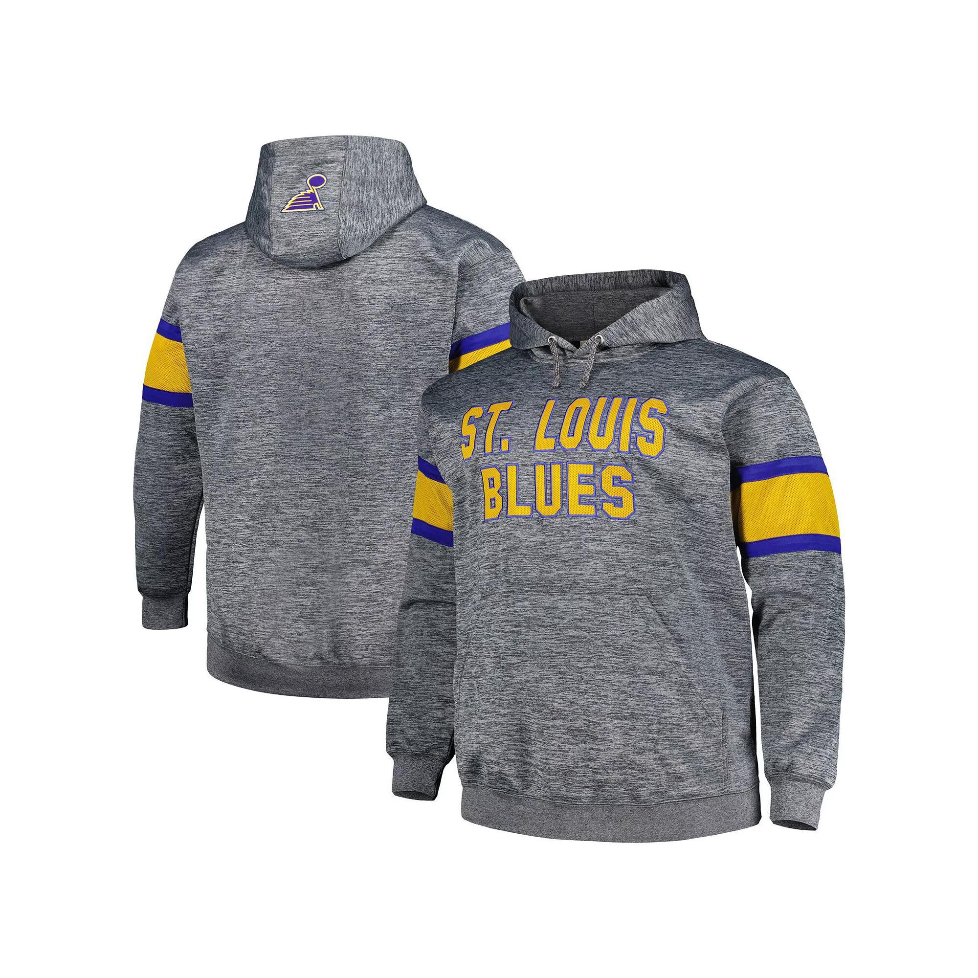 Mens Heather Charcoal St. Louis Blues Big & Tall Stripe Pullover Hoodie Product Image