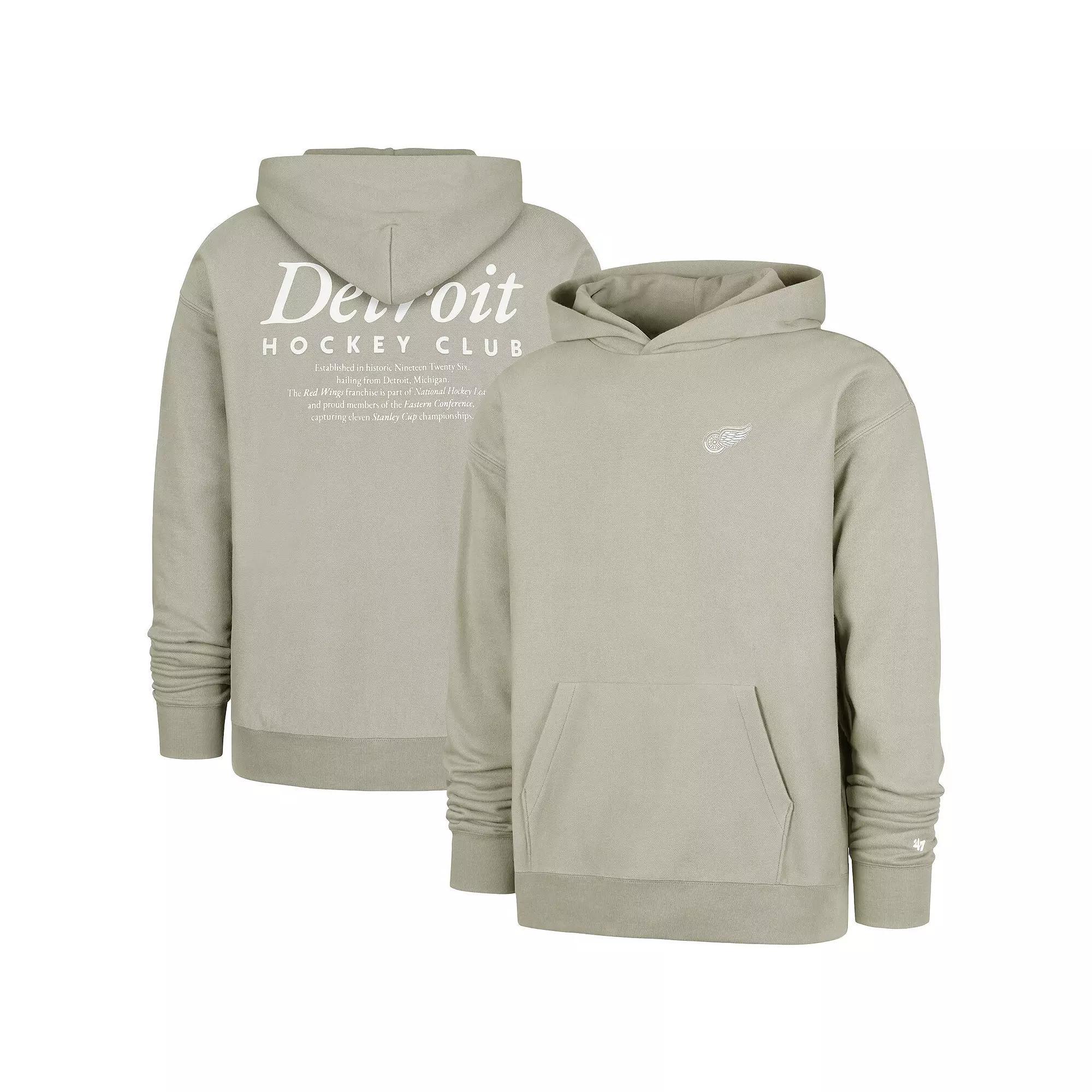 Men's '47  Gray Detroit Red Wings Foundation Pullover Hoodie, Size: Large, Grey Product Image