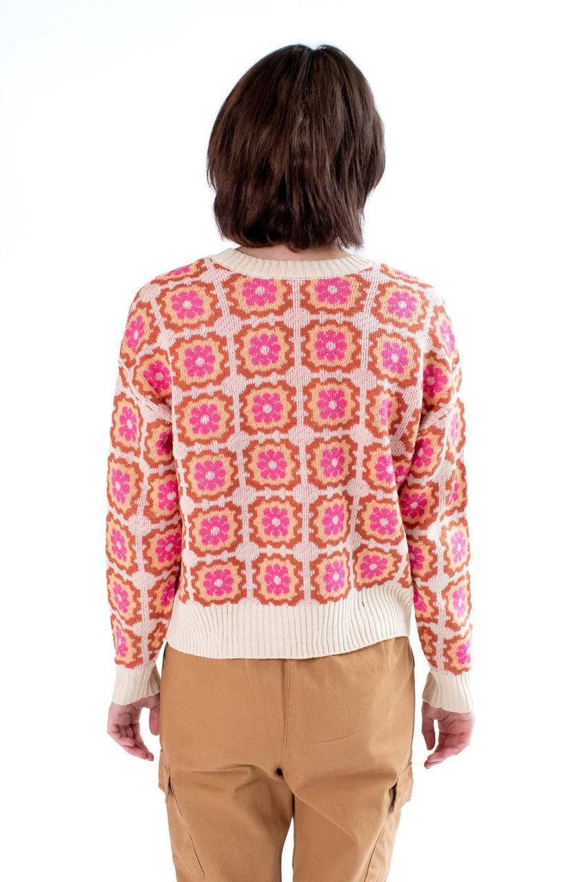 Rose Combo Granny Square Cardigan Product Image