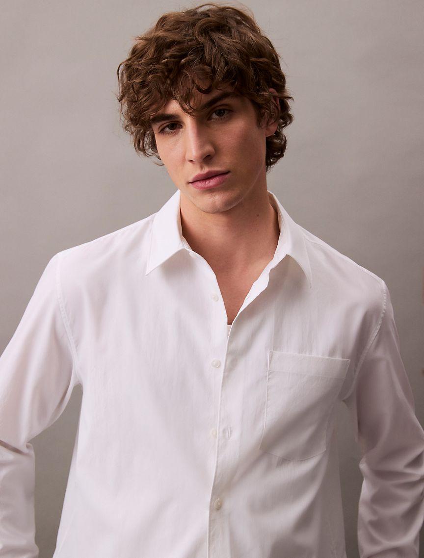 Calvin Klein Mens Tech Poplin Button-Down Shirt - Purple - S Product Image