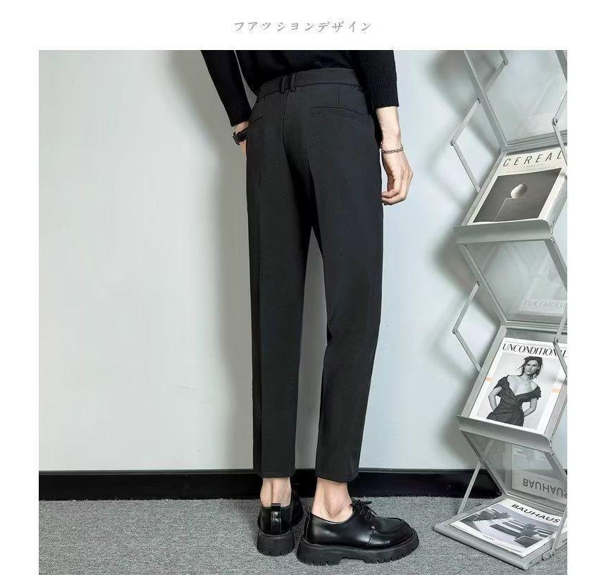 Mid Rise Plain Cropped Tapered Dress Pants Product Image