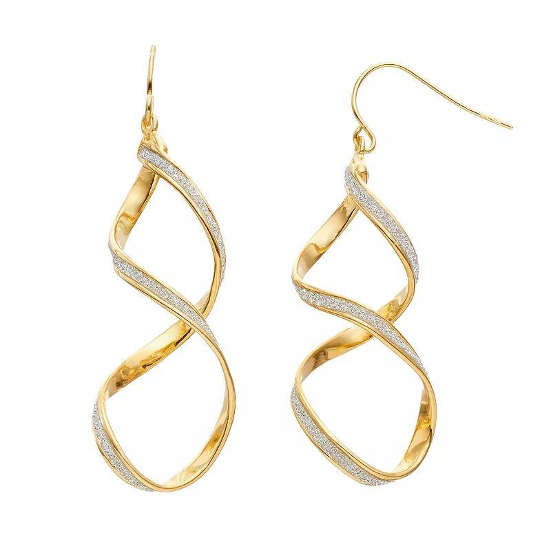 Sterling Silver Twist Drop Earrings, Women's, 18k Gold Over Silver Product Image