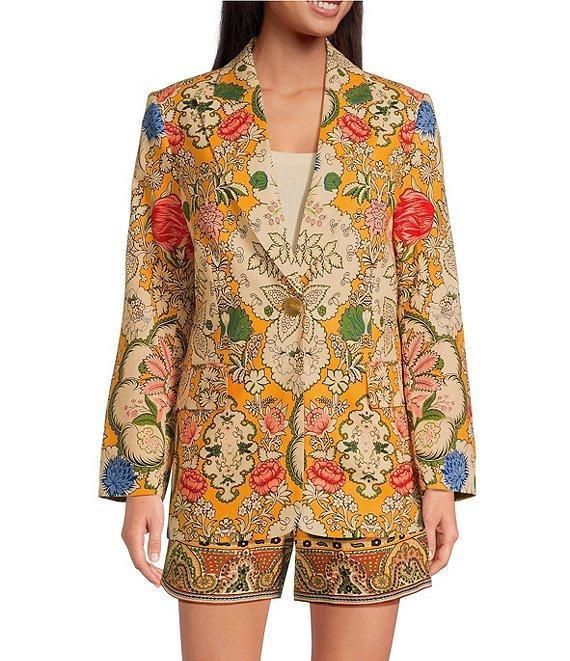 A Loves A Woven Floral Print Linen Blend High Rise Pleated Front Trouser Coordinating Shorts Product Image