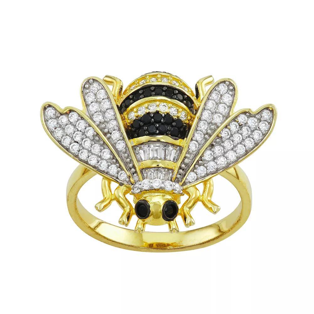 Designs by Gioelli Sterling Silver Lab-Created White Sapphire Bee Ring, Women's, Size: 9 Product Image
