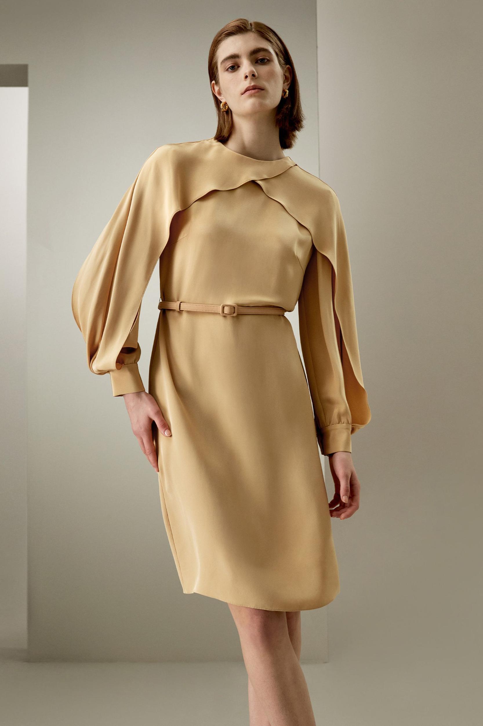 Carissa Side Slit Lantern Sleeve Dress Product Image