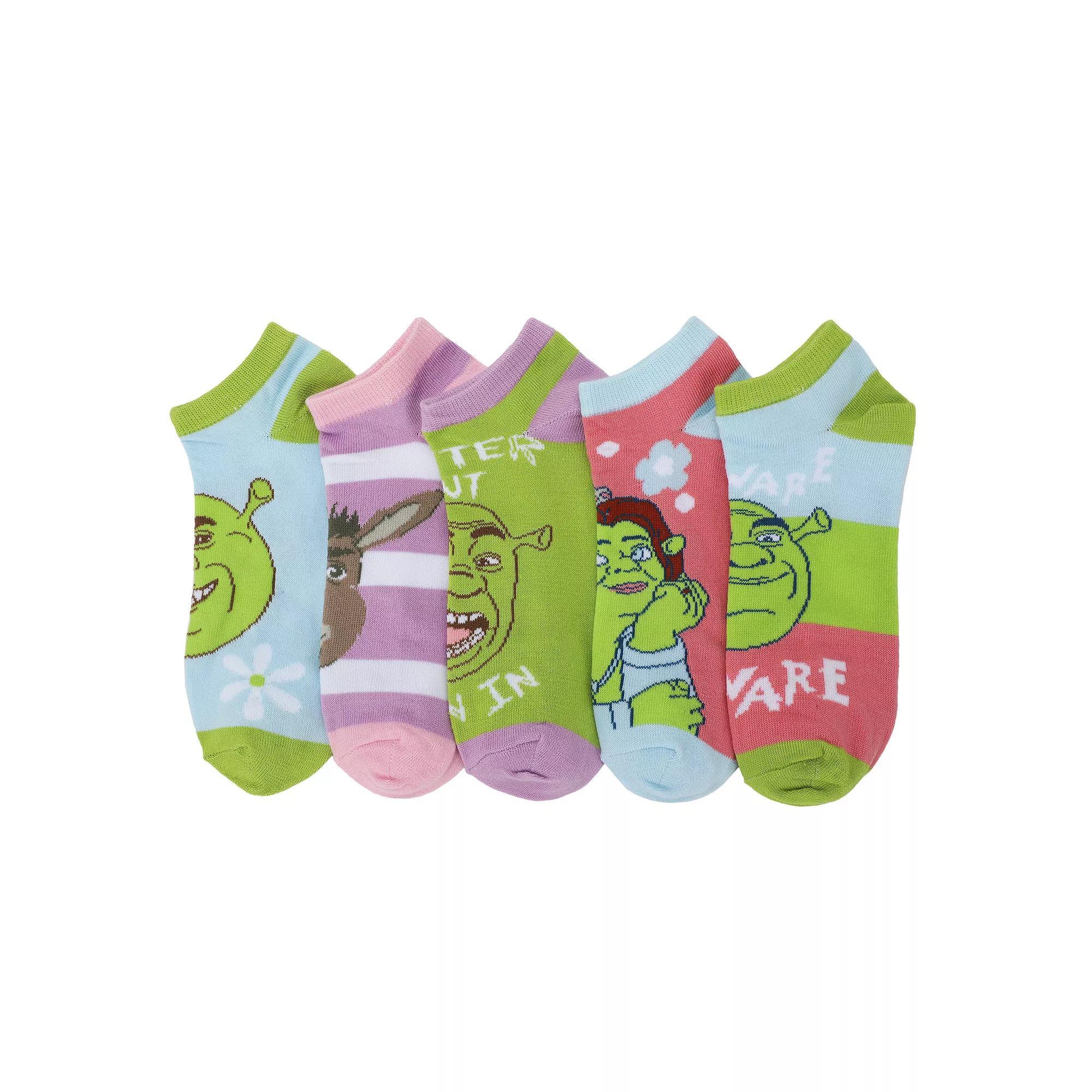 Women's 5-Pack Shrek, Fiona, & Donkey Ankle Socks, Size: 5-10, Shrek And Friends Product Image