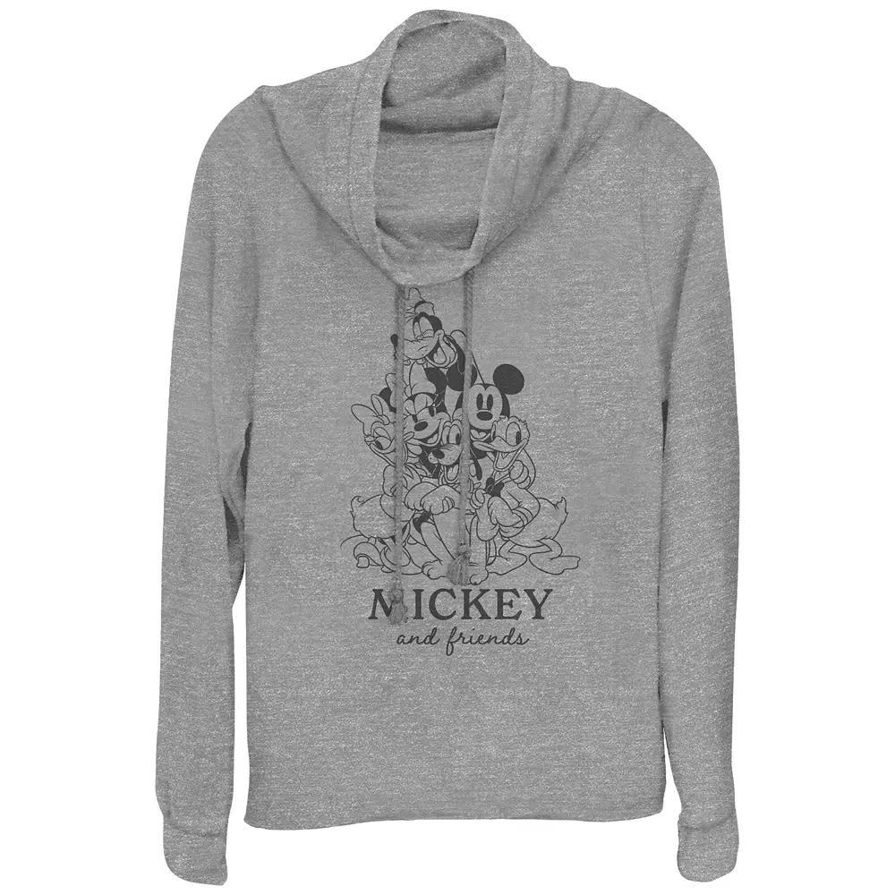 Disney's Mickey Mouse And Friends Group Hug Women's Cowlneck Graphic Lightweight Long Sleeve, Size: XL, Gray Grey Product Image