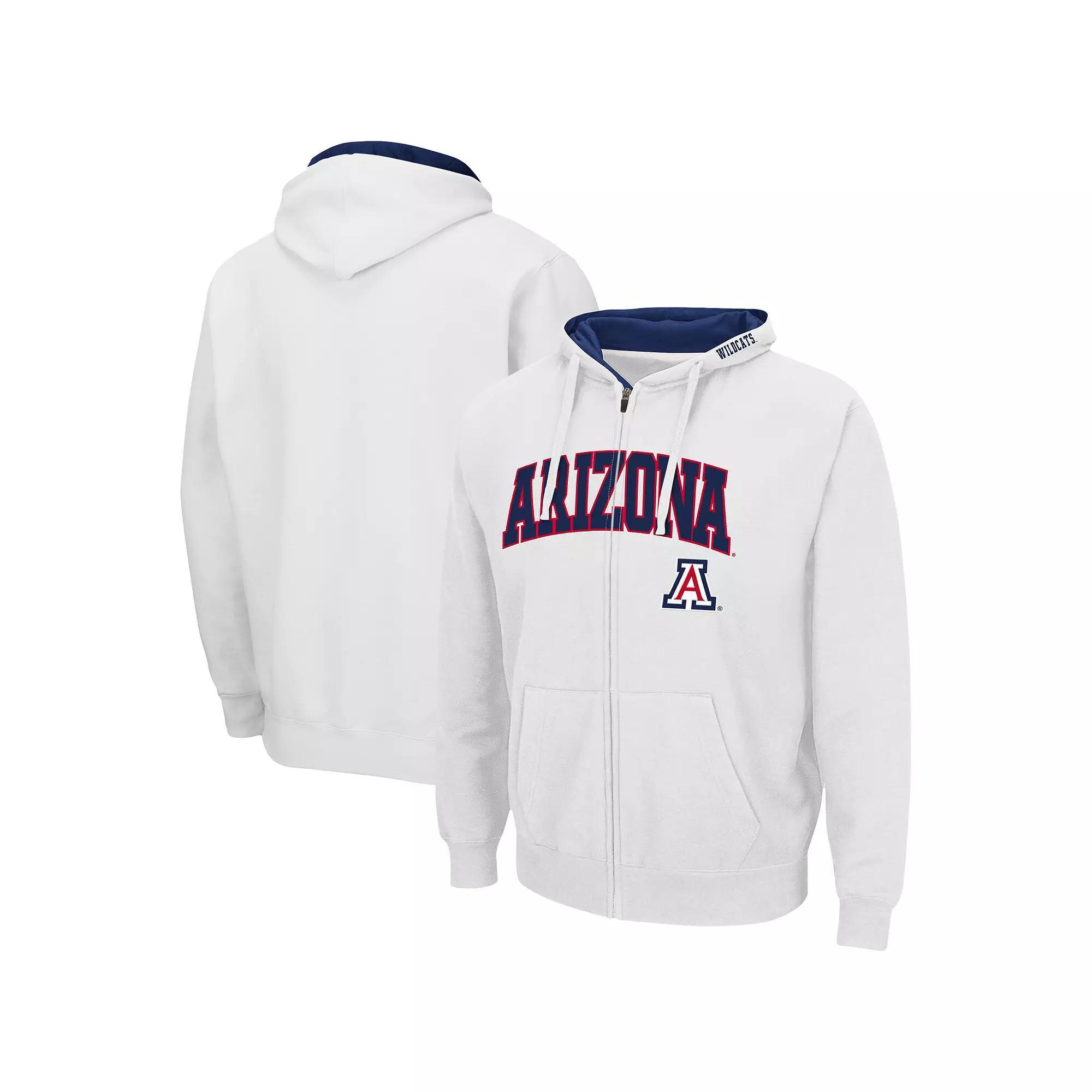Men's Colosseum White Arizona Wildcats Arch & Logo 3.0 Full-Zip Hoodie, Size: Large Product Image