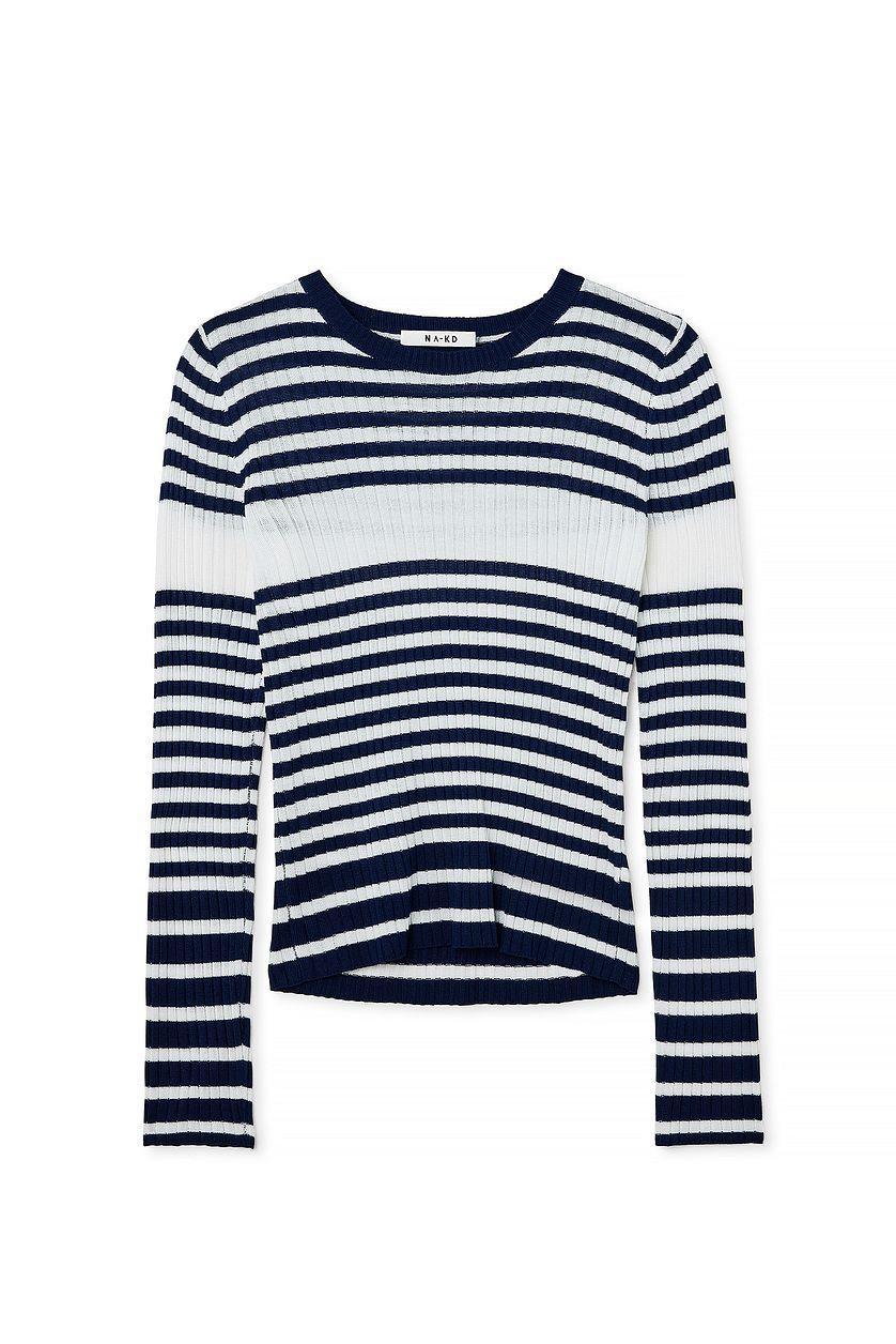 Fine Knitted Striped Sweater Product Image