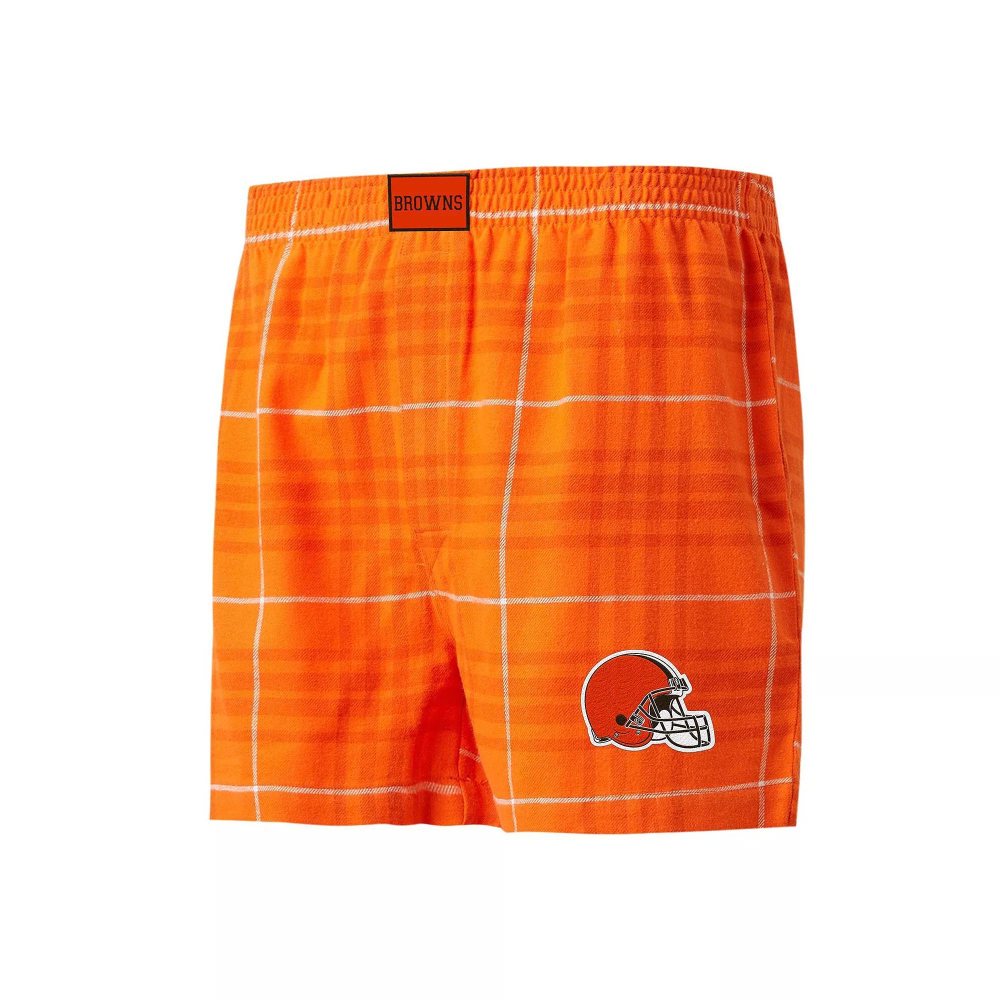 Men's Concepts Sport Orange/White Cleveland Browns Concord Flannel Boxers, Size: 2XL Product Image