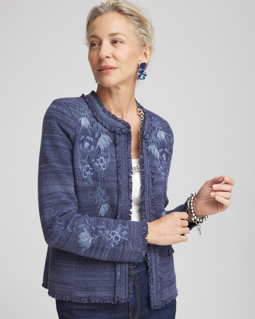 Embroidered Denim Cardigan Product Image