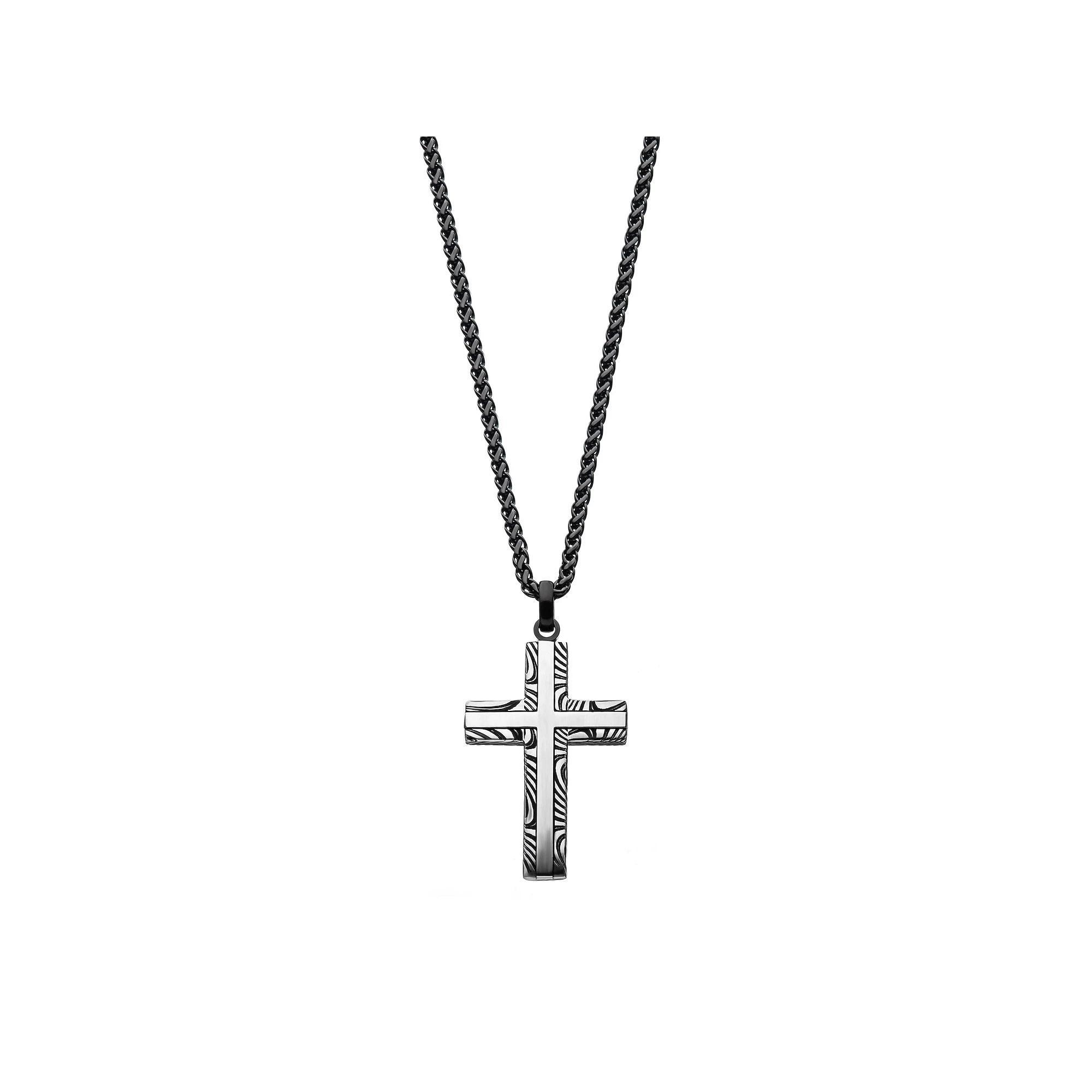 Men's Stainless Steel Damascus Cross Pendant Necklace, Size: 24", Silver Tone Product Image