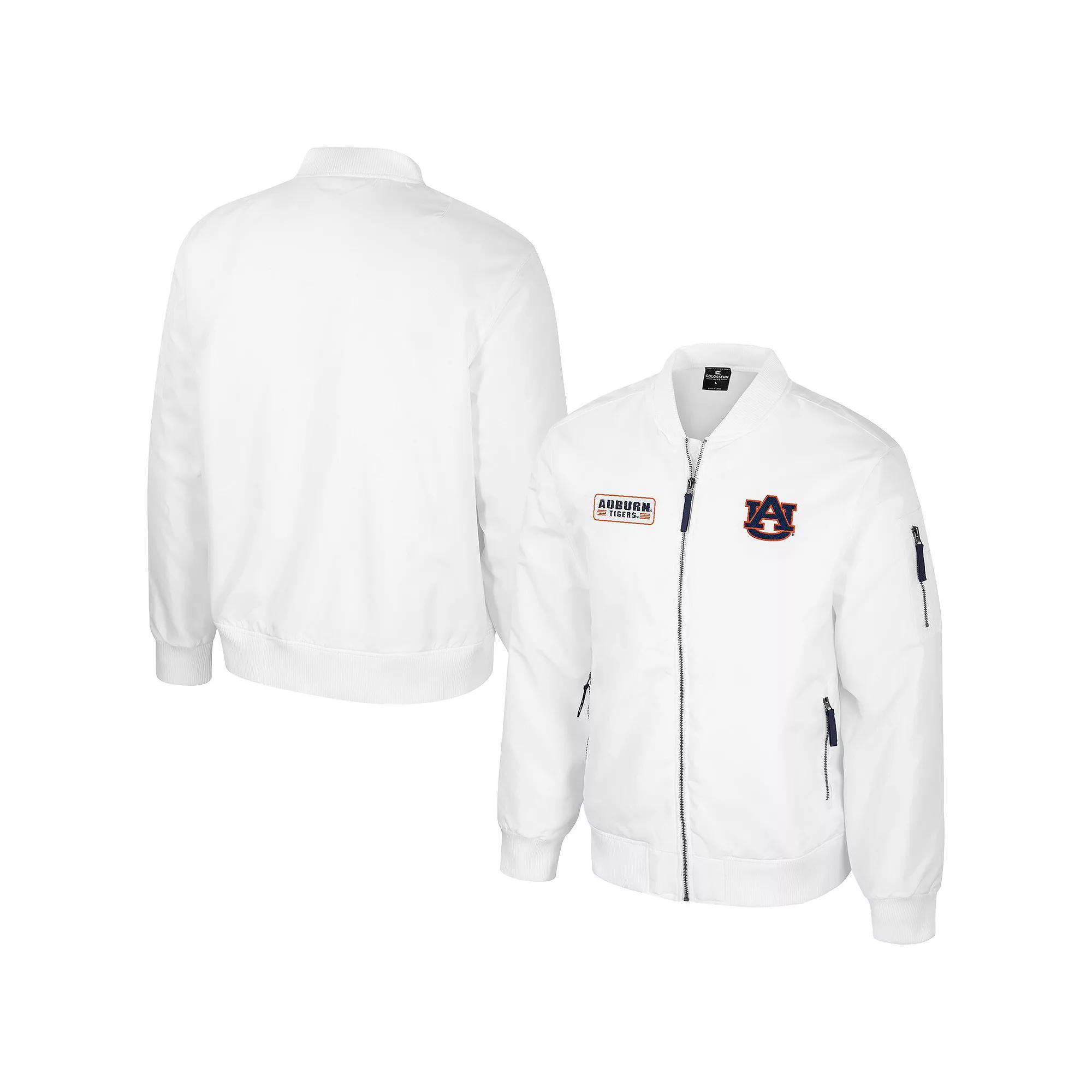 Men's Colosseum  White Auburn Tigers White Rabbit Full-Zip Bomber Jacket, Size: Medium Product Image