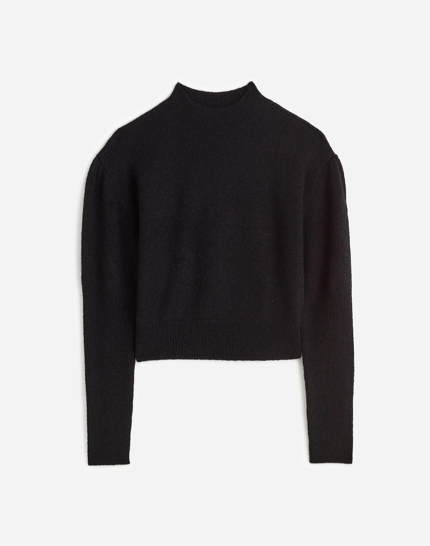 Alpaca-Blend Mockneck Puff Sleeve Sweater Product Image