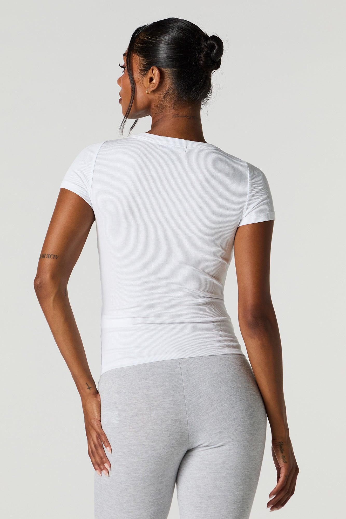 Ribbed Scoop Neck T-Shirt Female Product Image