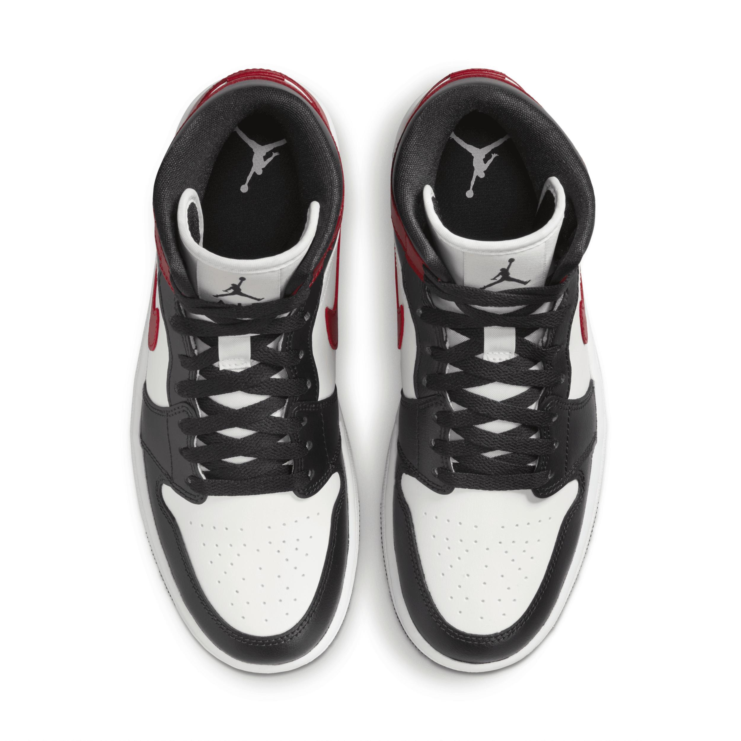 Jordan Womens Air Retro 1 Mid Casual Shoes in Sail/Gym Red/Off Noir Product Image