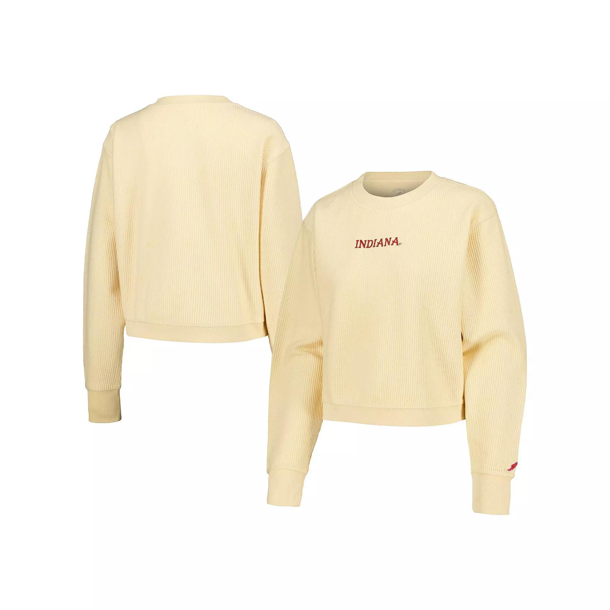 Women's League Collegiate Wear Cream Indiana Hoosiers Timber Cropped Pullover Sweatshirt, Size: Small, Beige Product Image