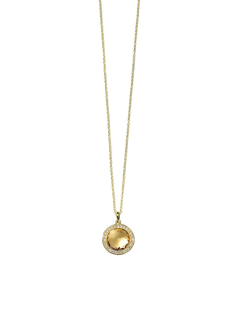 Ippolita 18K Yellow Gold Lollipop Turquoise Mini Pendant Necklace with Pave Diamonds, 18 Product Image