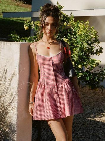 Toulouse Mini Dress Red Gingham Product Image