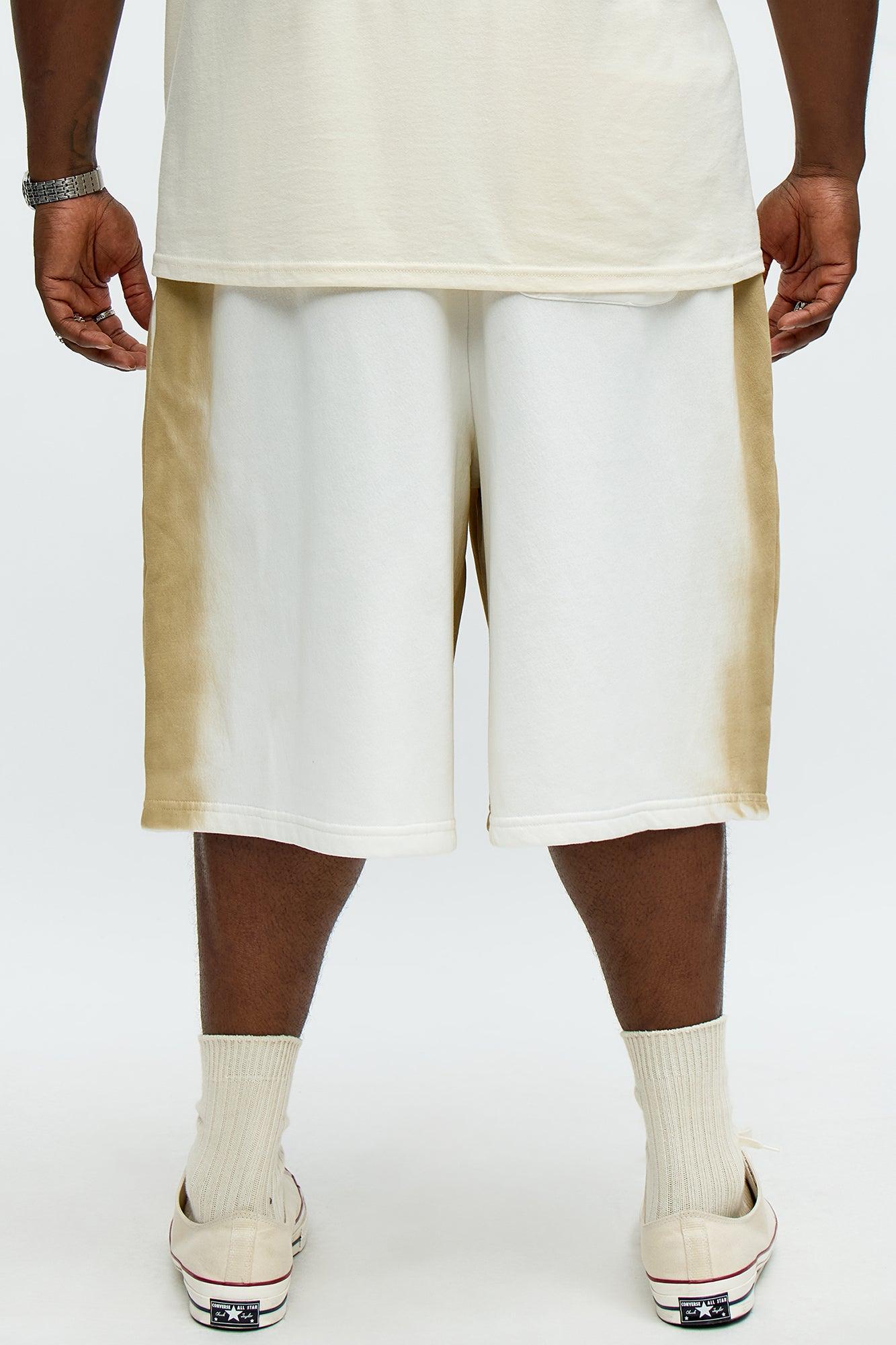 Tyson Baggy Blurred Lines Shorts - Cream Male Product Image