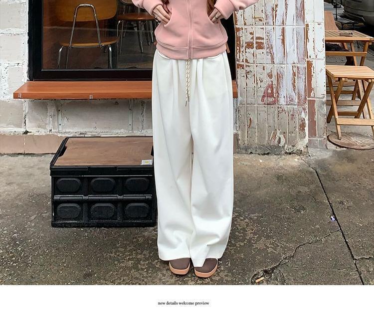 Plain Zip-Up Hoodie Product Image