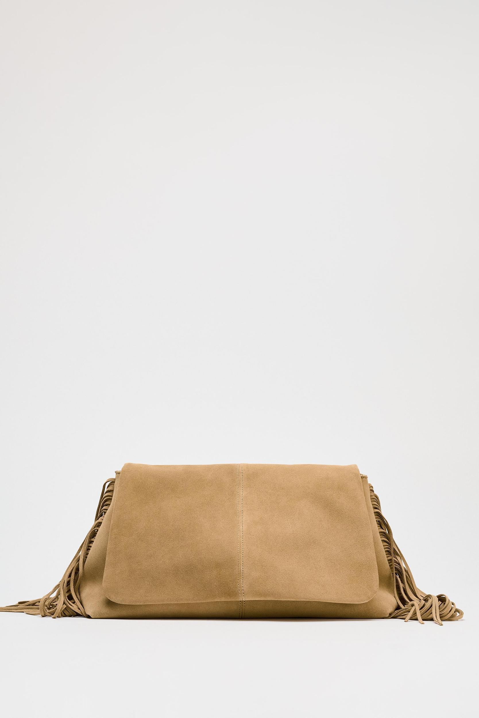 SPLIT LEATHER FRINGED CROSSBODY BAG Product Image