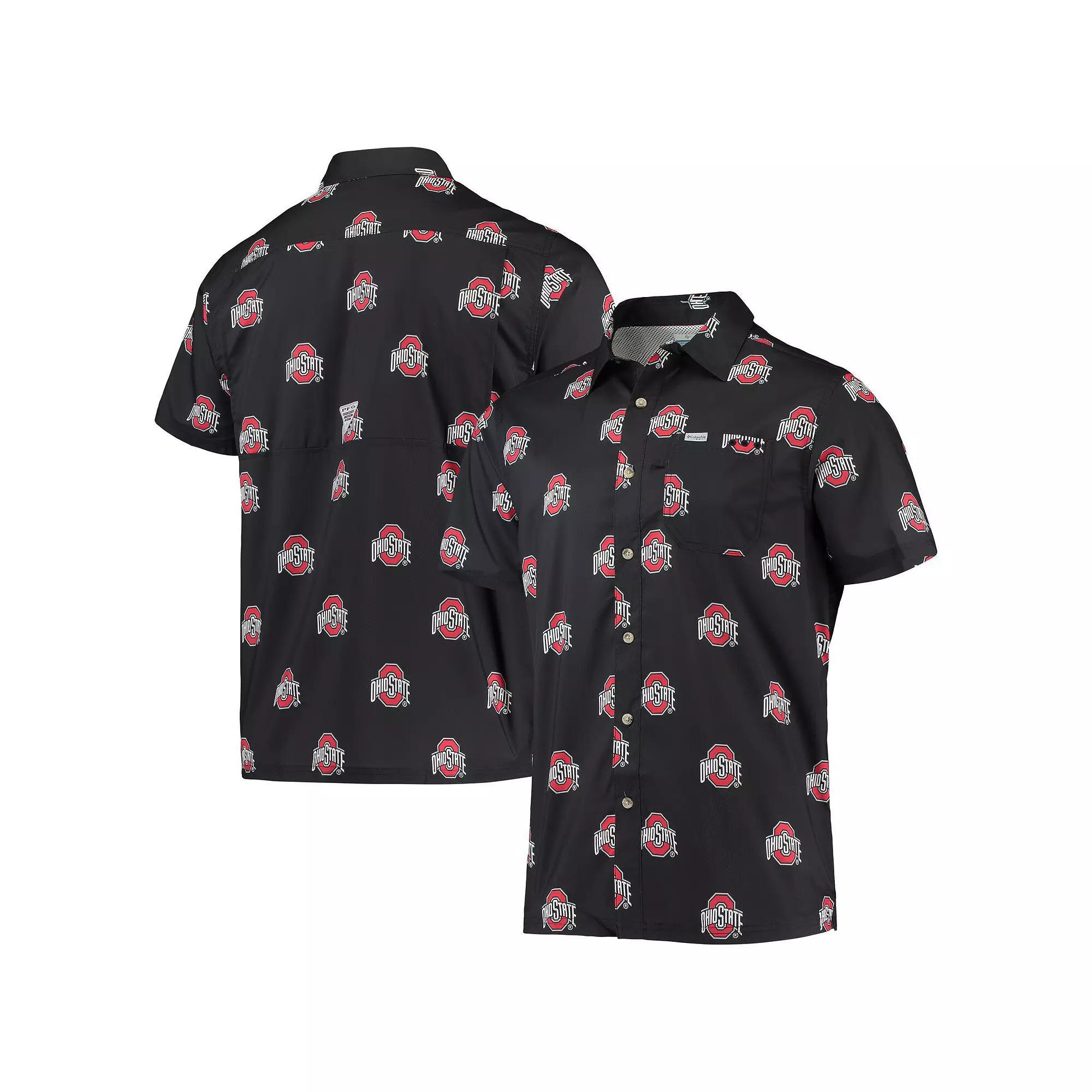Men's Columbia Black Ohio State Buckeyes Super Slack Tide Omni-Shade Button-Up Shirt, Size: Small Product Image