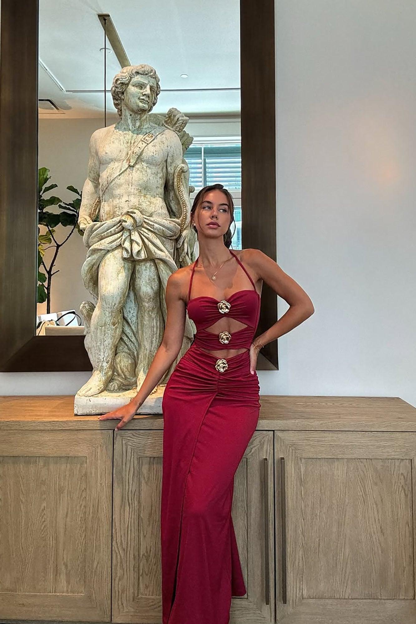 Ellen Cut Out Maxi Dress - Wine Female Product Image