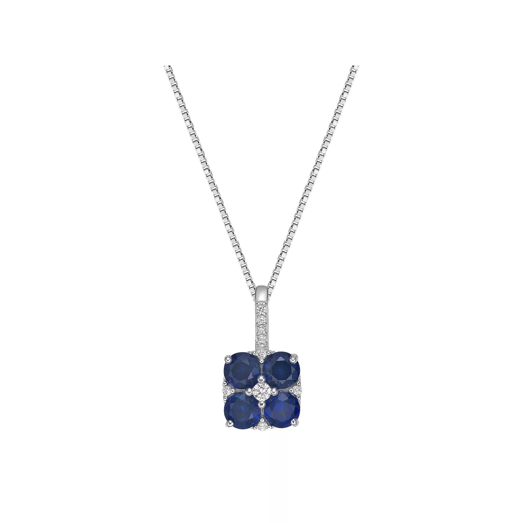 Gemminded Sterling Silver Lab-Created Sapphire & Lab-Created White Sapphire Pendant Necklace, Women's, Size: 18" Product Image