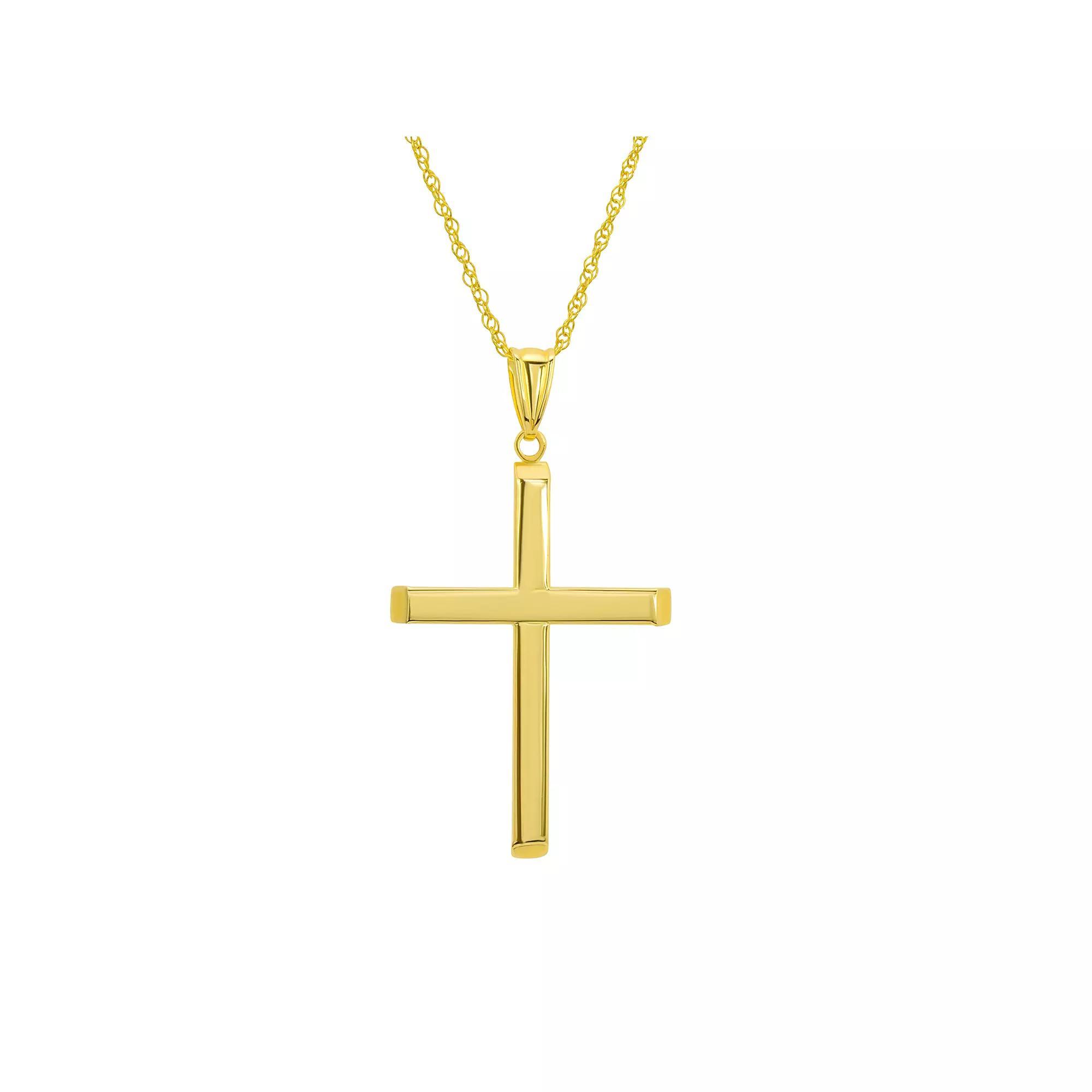 10k Gold Polished Cross Pendant Necklace, Women's, Size: 18" Product Image