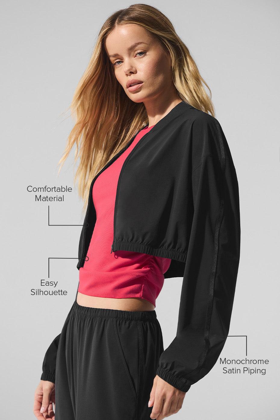 Cropped Breezy Full-Zip Cover Up - Black Female Product Image