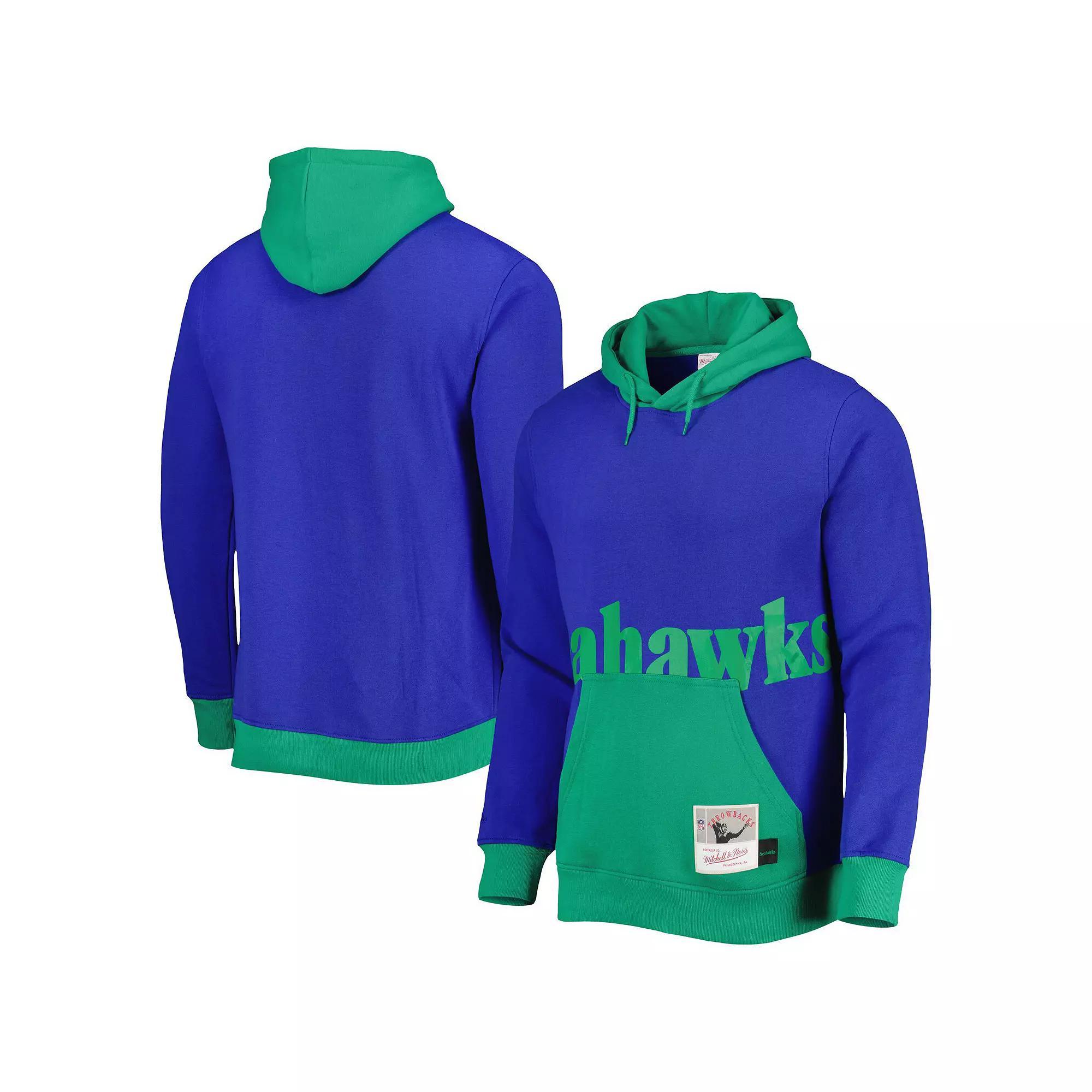 Mens Mitchell & Ness Royal Seattle Seahawks Big Face 5.0 Pullover Hoodie Product Image