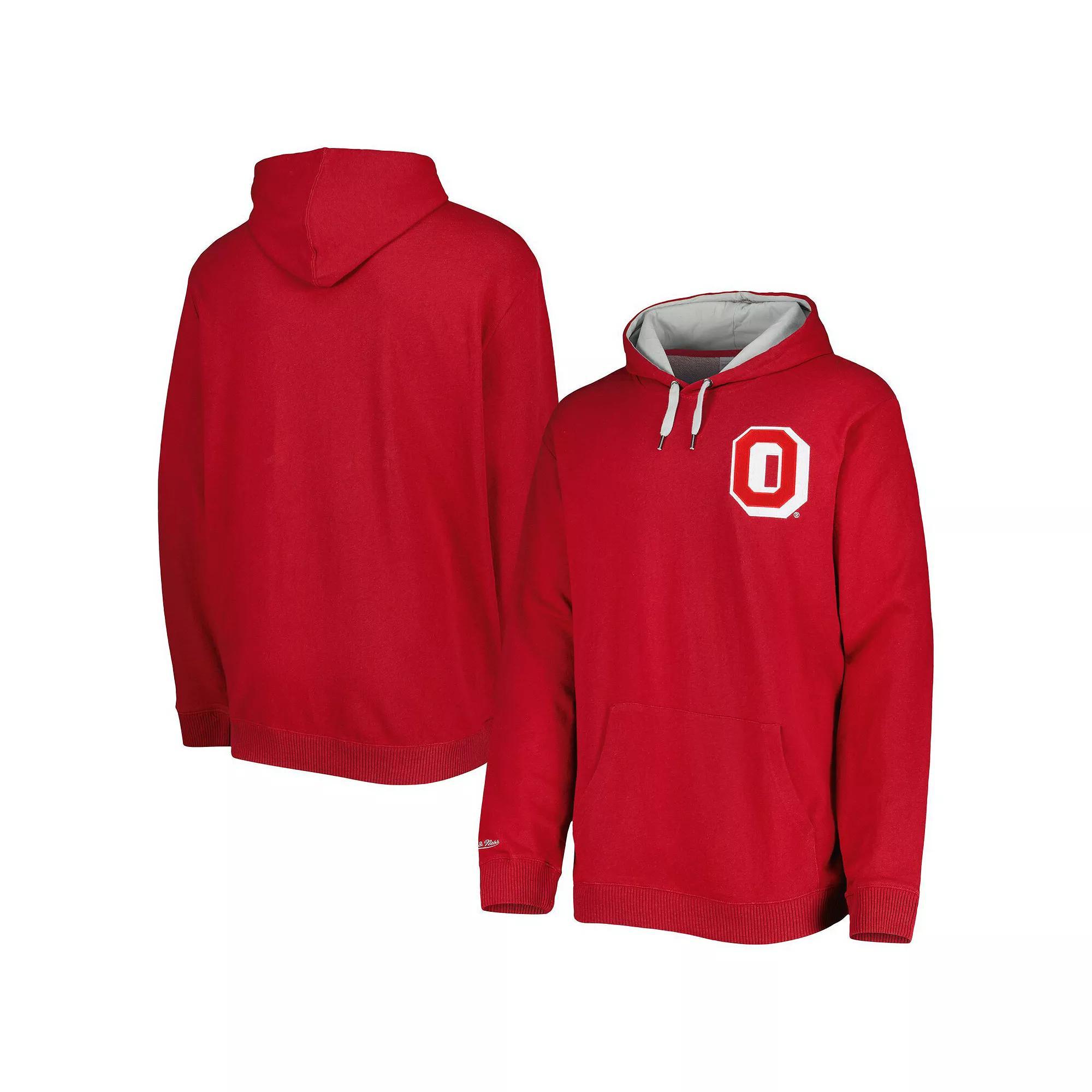 Men's Mitchell & Ness Scarlet Ohio State Buckeyes Classic French Terry Pullover Hoodie, Size: Large, Red Product Image