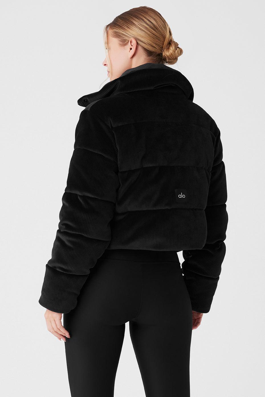 Ribbed Velour Gold Rush Puffer - Black Product Image