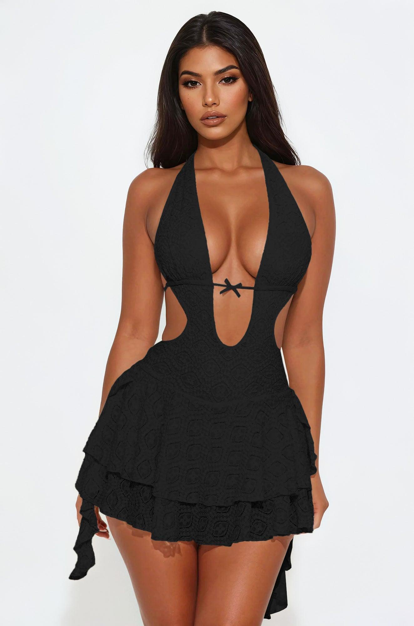 Charming Life Lace Mini Dress - Black Product Image