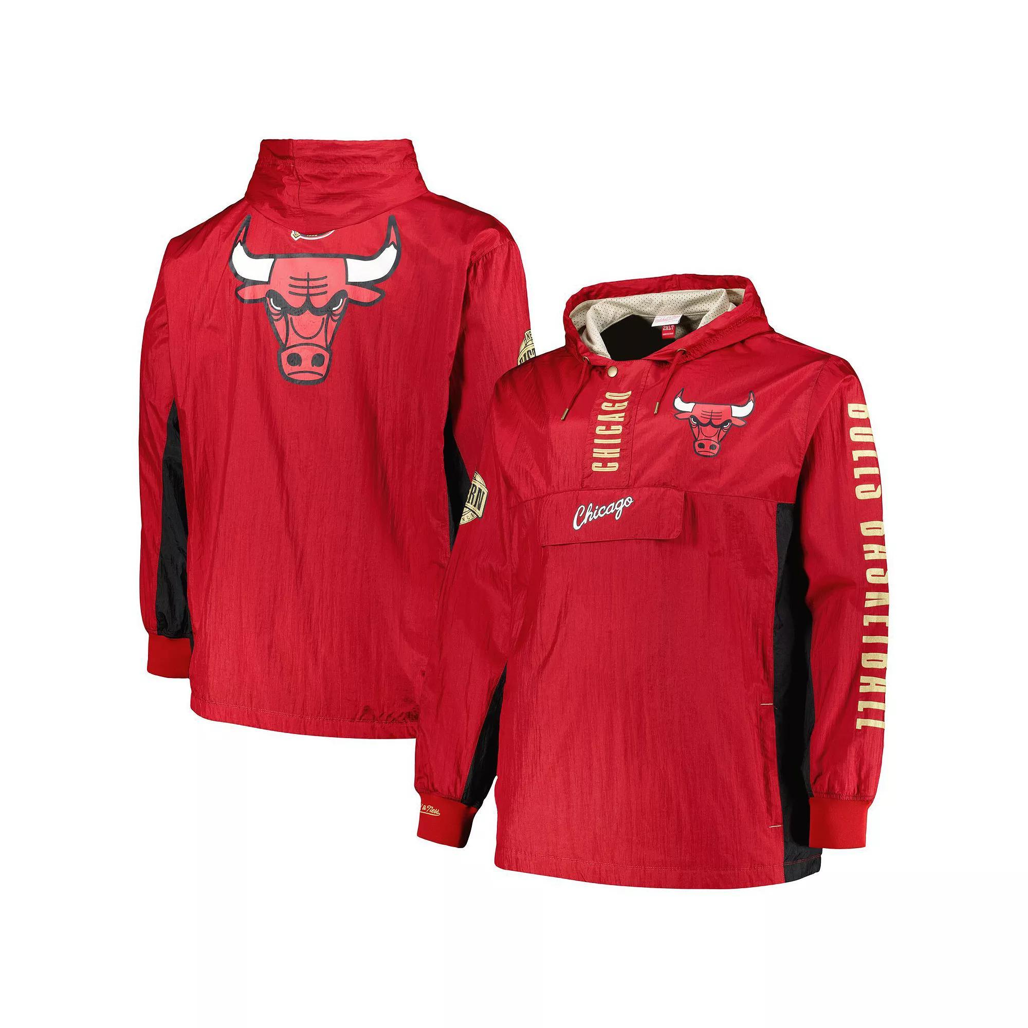Men's Mitchell & Ness Red Chicago Bulls Big & Tall Hardwood Classics Team OG 2.0 Anorak Hoodie Quarter-Zip Windbreaker Jacket, Size: 2XB Product Image