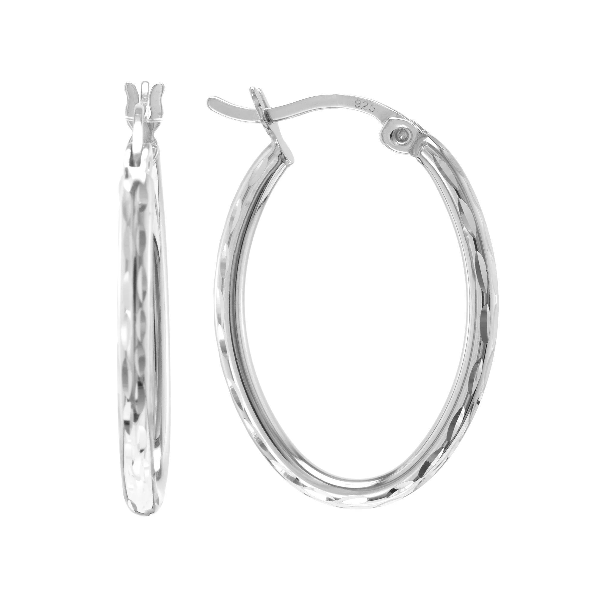 Judy Crowell Sterling Silver Oval Hoop Earrings, Women's Product Image