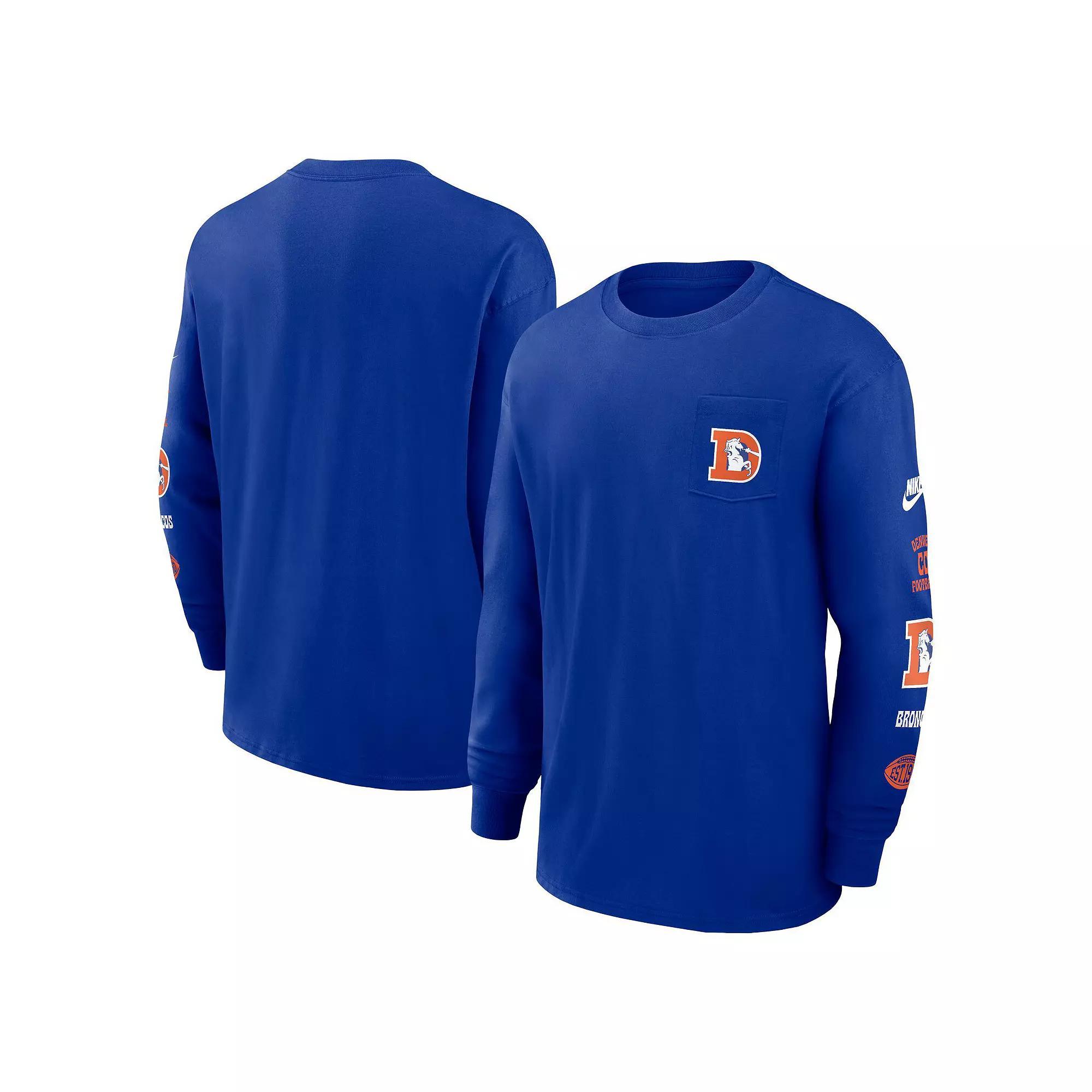 Men's Nike Royal New England Patriots Rewind Heavy Max 90 Pocket Long Sleeve T-Shirt, Size: Large, Blue Product Image