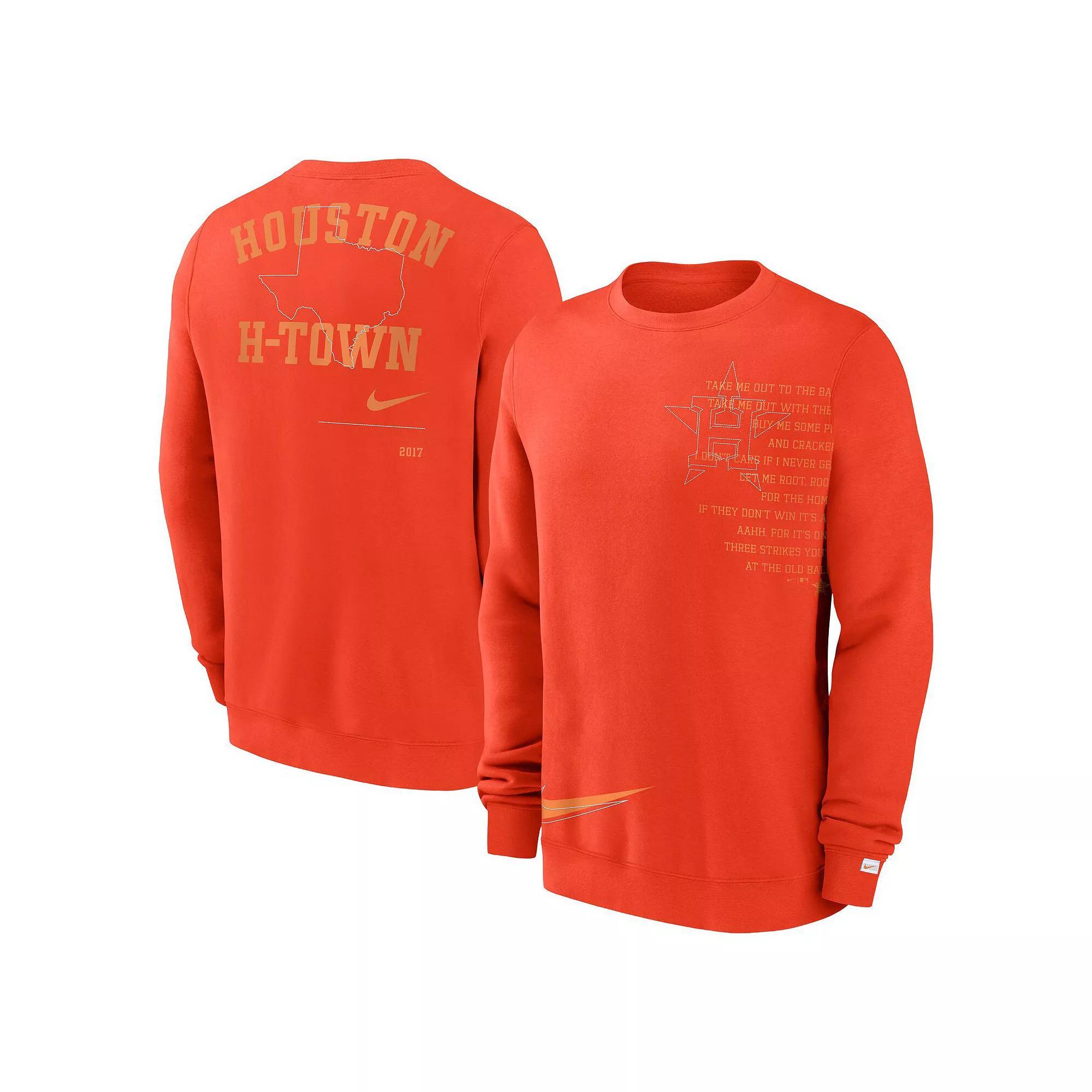 Men's Nike Orange Houston Astros Statement Ball Game Fleece Pullover Sweatshirt, Size: 2XL Product Image