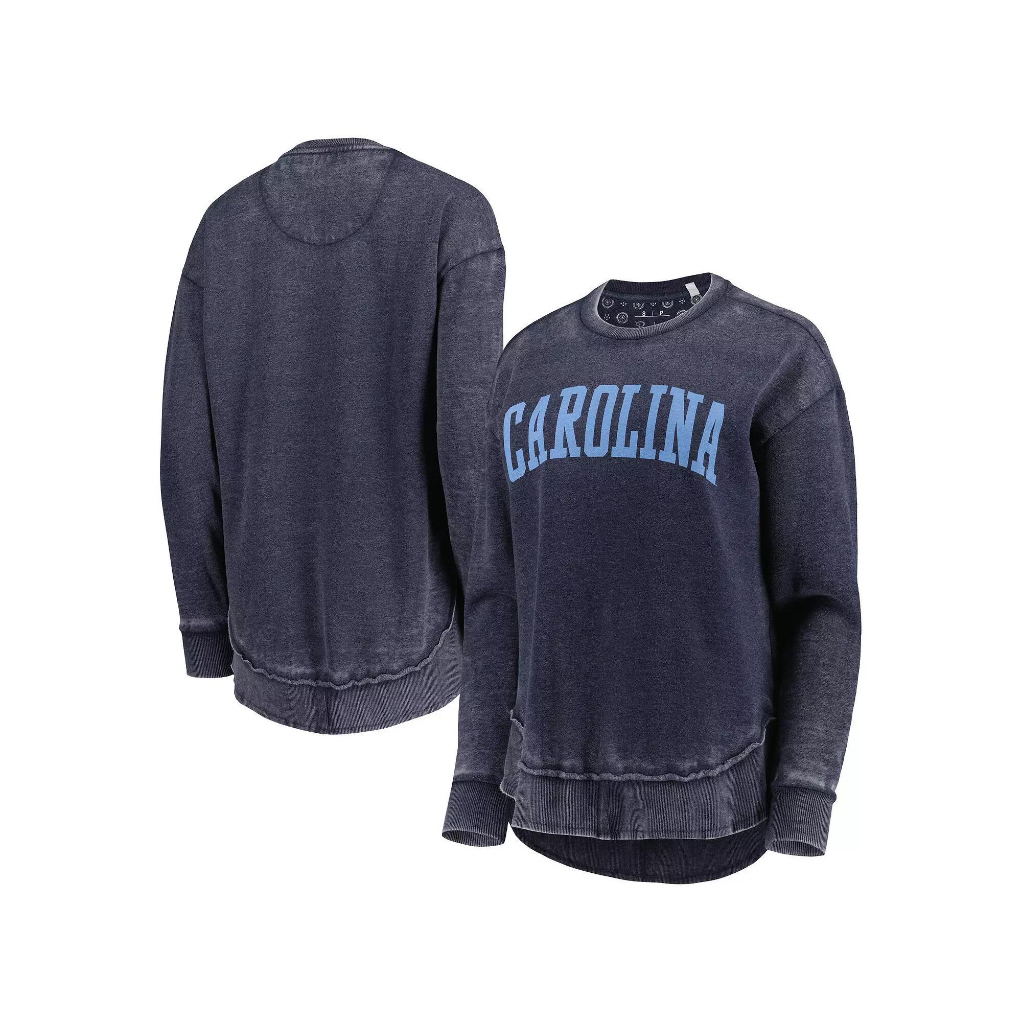 Women's Pressbox Navy North Carolina Tar Heels Vintage Wash Pullover Sweatshirt, Size: 2XL, Blue Product Image