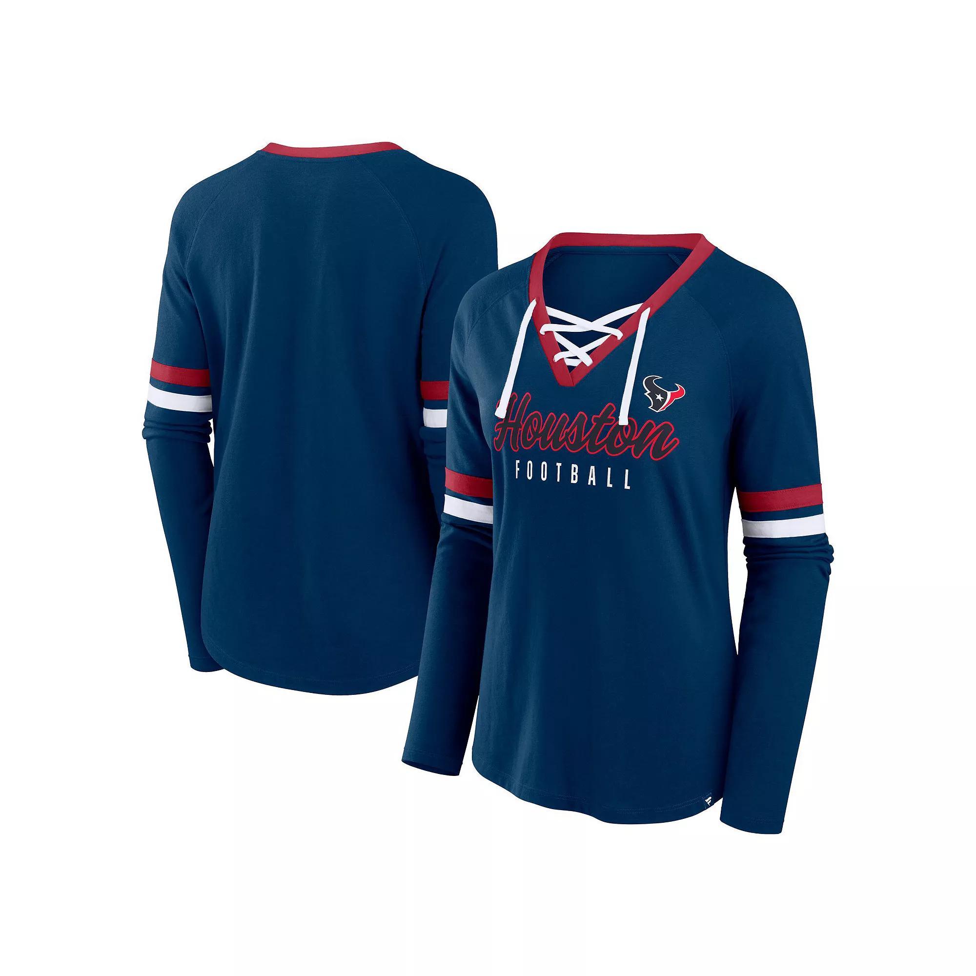 Women's Fanatics Royal New York Mets Won & Done Raglan Lace-Up Long Sleeve T-Shirt, Size: 2XL, Blue Product Image
