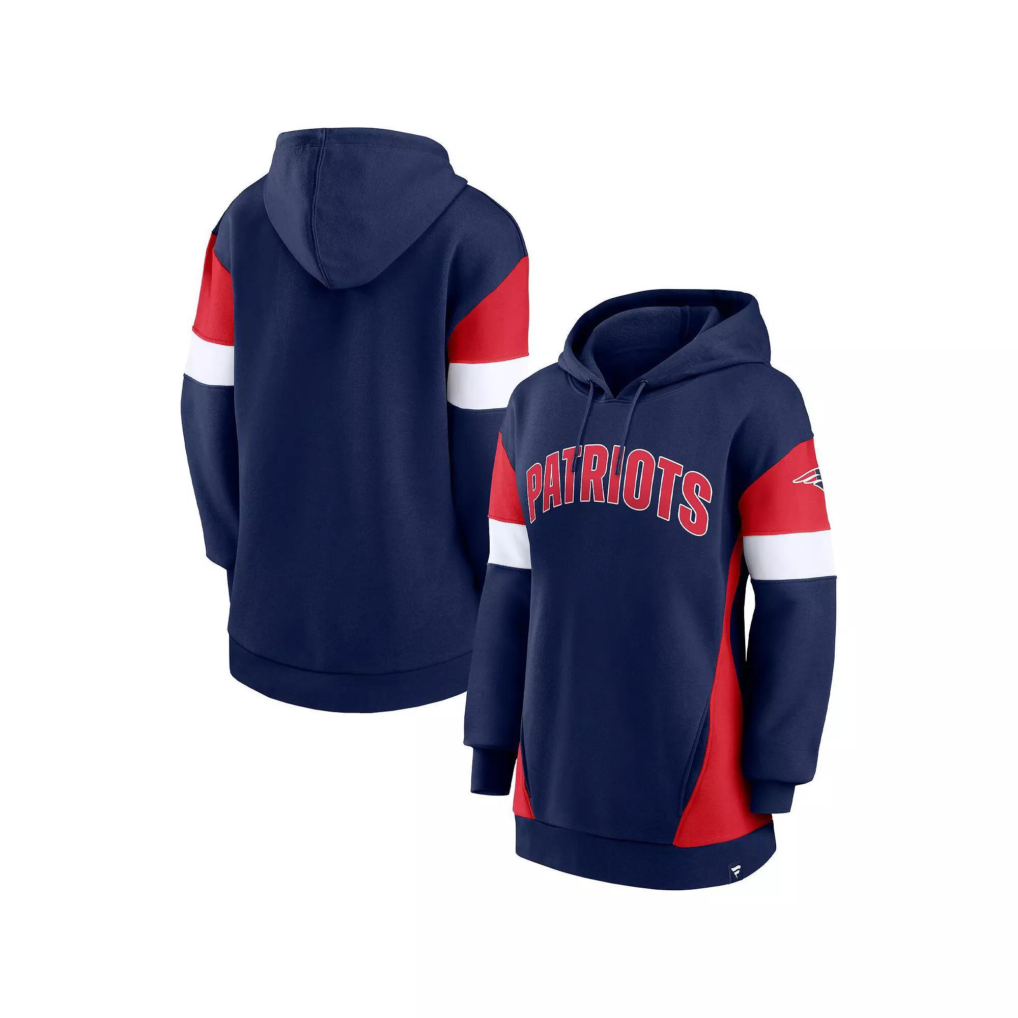 Women's Fanatics Branded Navy/Red New England Patriots Lock It Down Pullover Hoodie, Size: 2XL, Blue Product Image