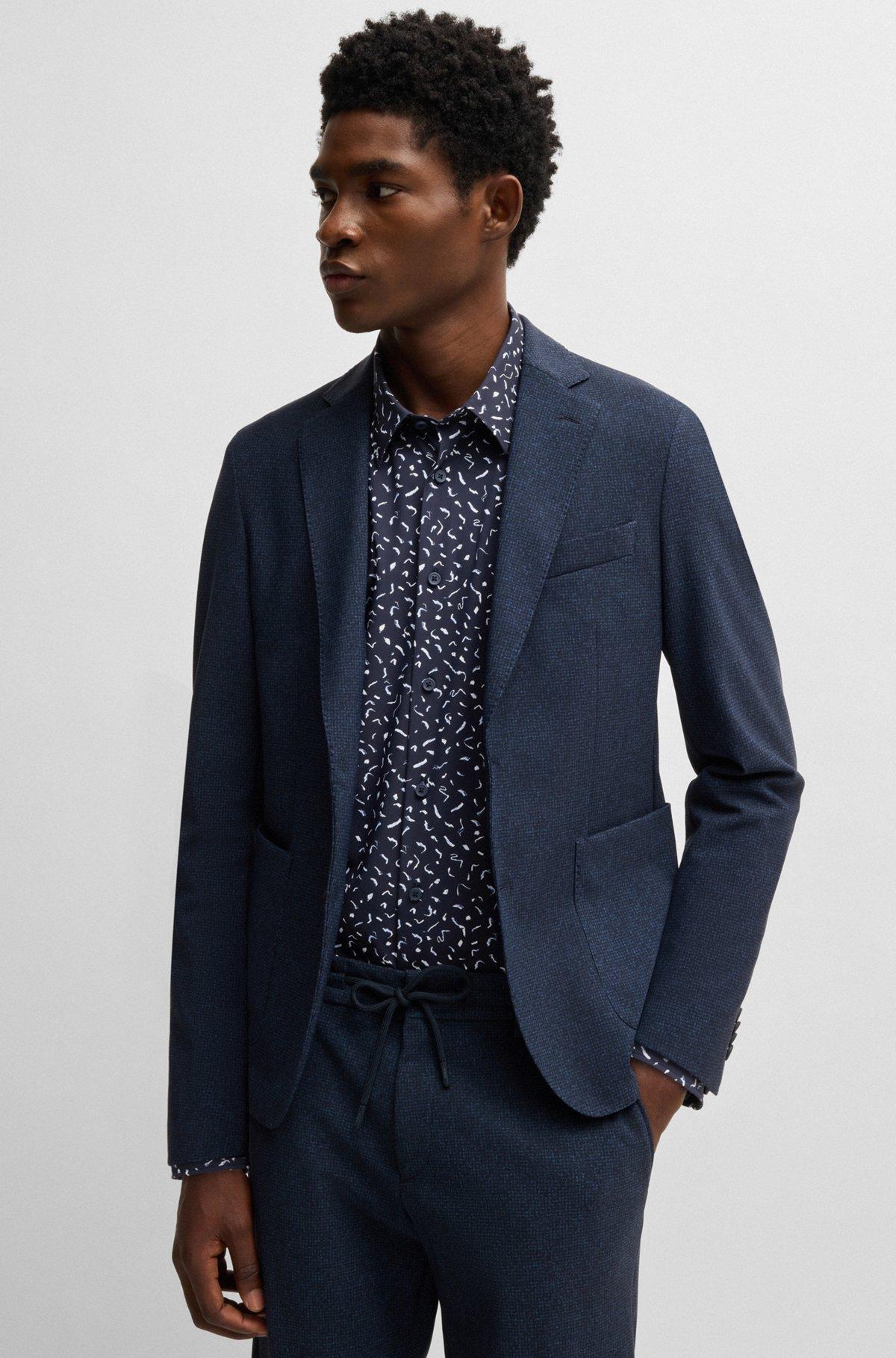 Slim-fit shirt in printed performance-stretch fabric Product Image