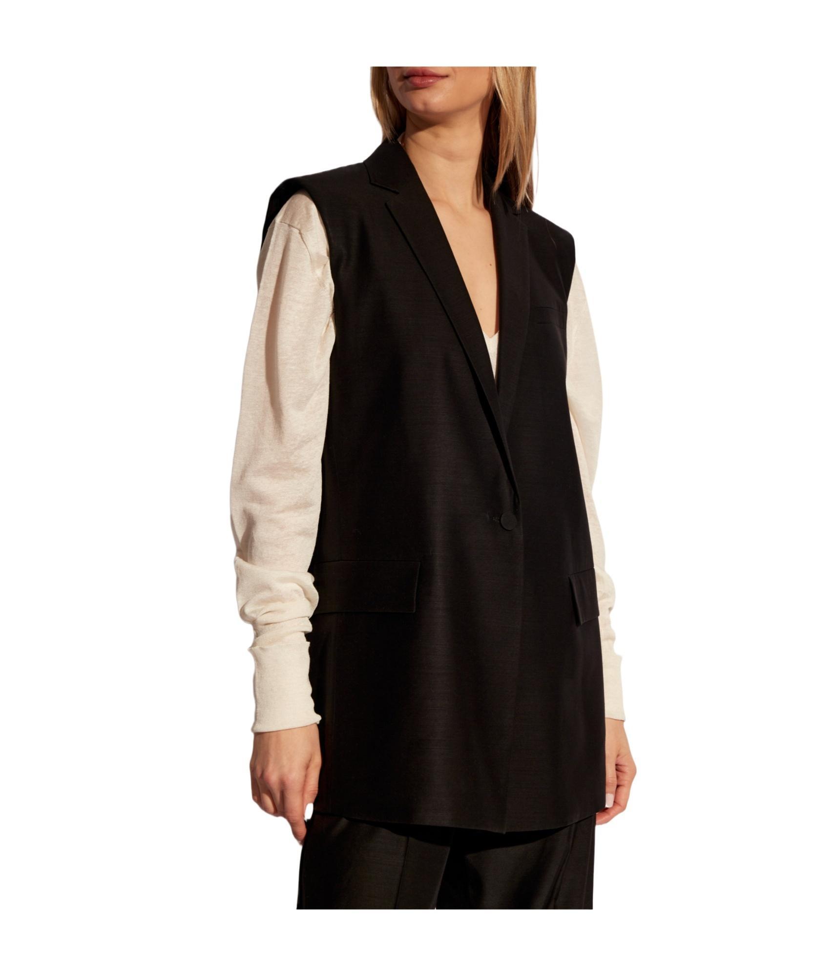 FABIANA FILIPPI Pointed Collar Vest In Black Product Image