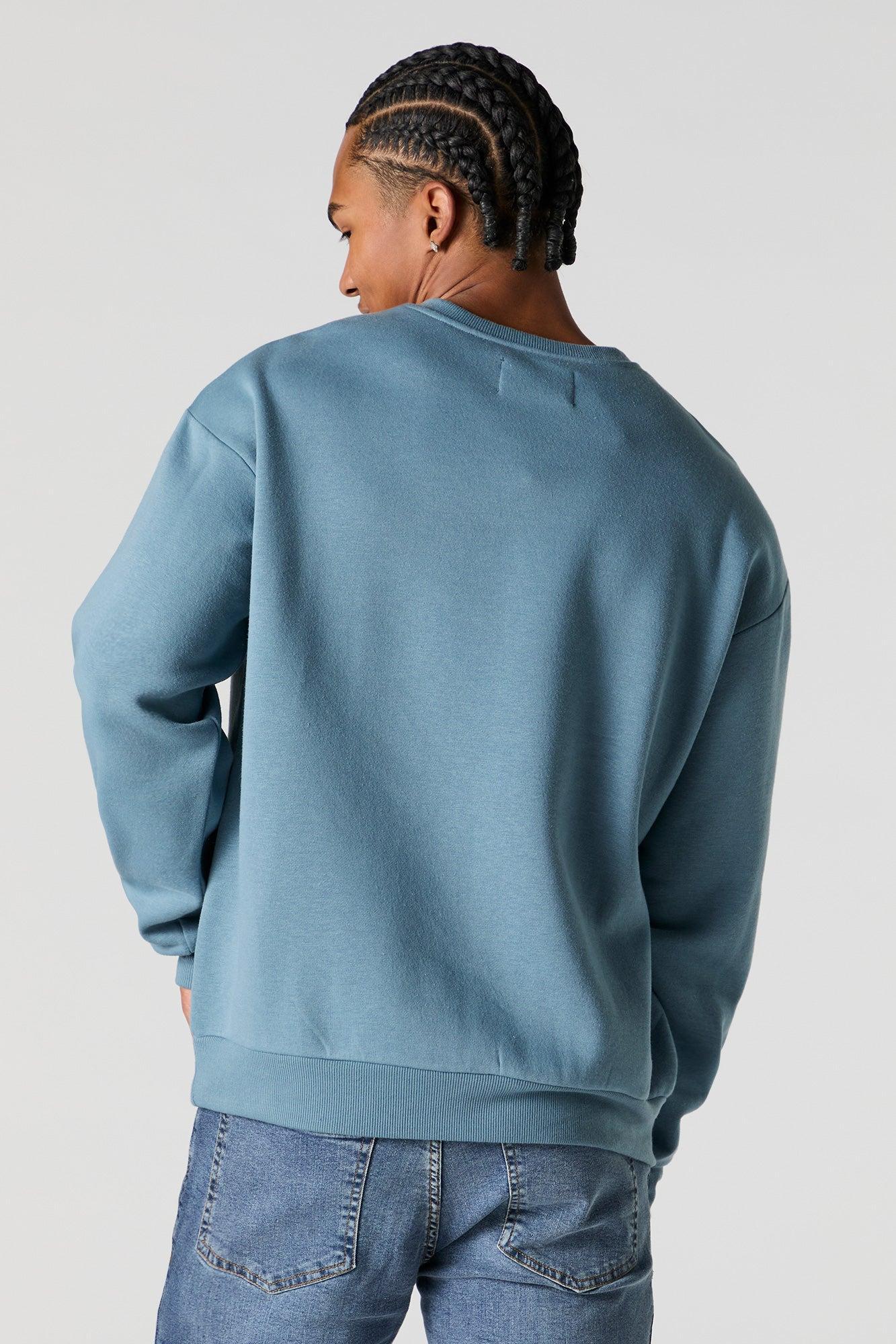 Solid Fleece Crewneck Sweatshirt Male Product Image