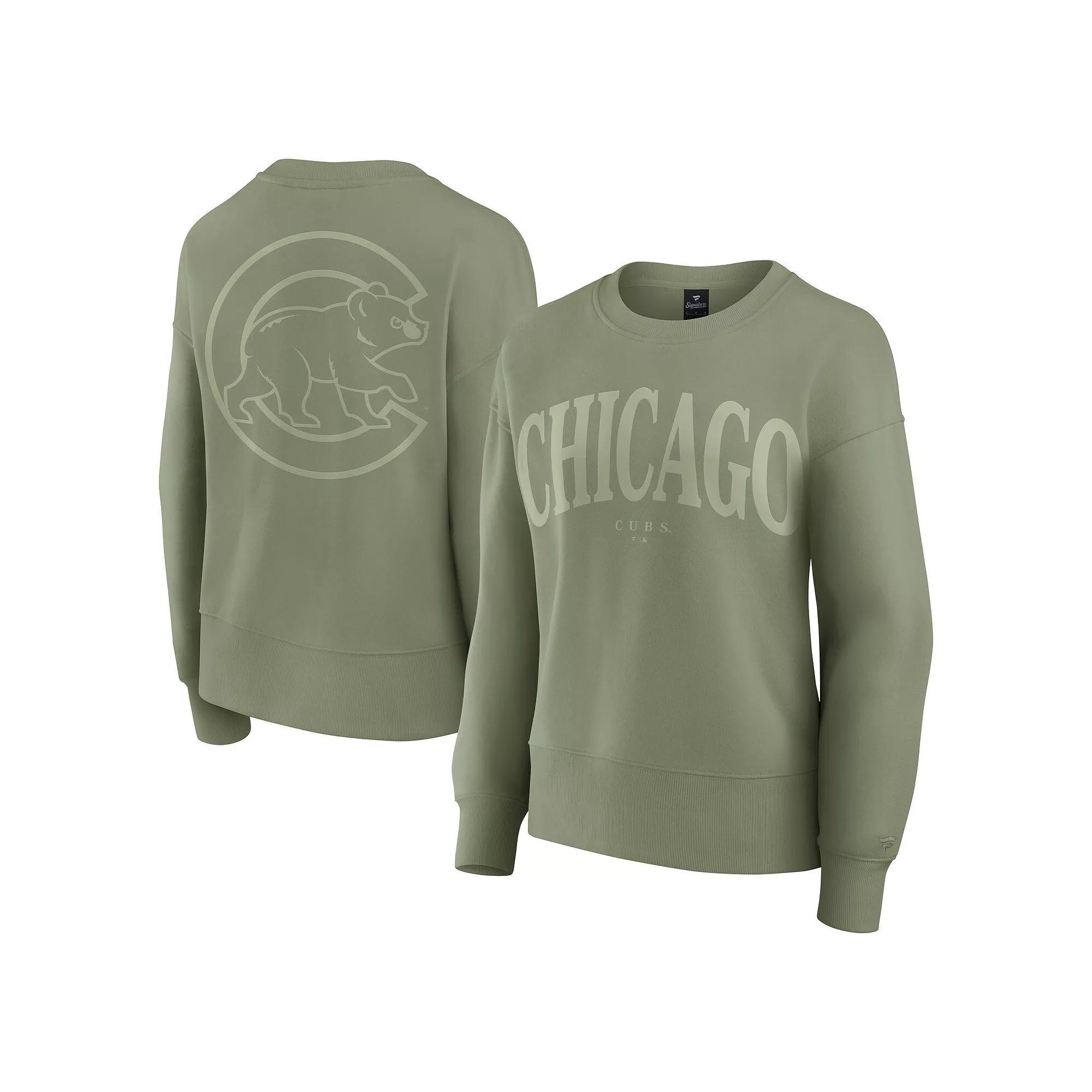 Women's Fanatics Green Chicago Cubs Elements Flow Pullover Sweatshirt, Size: Small Product Image