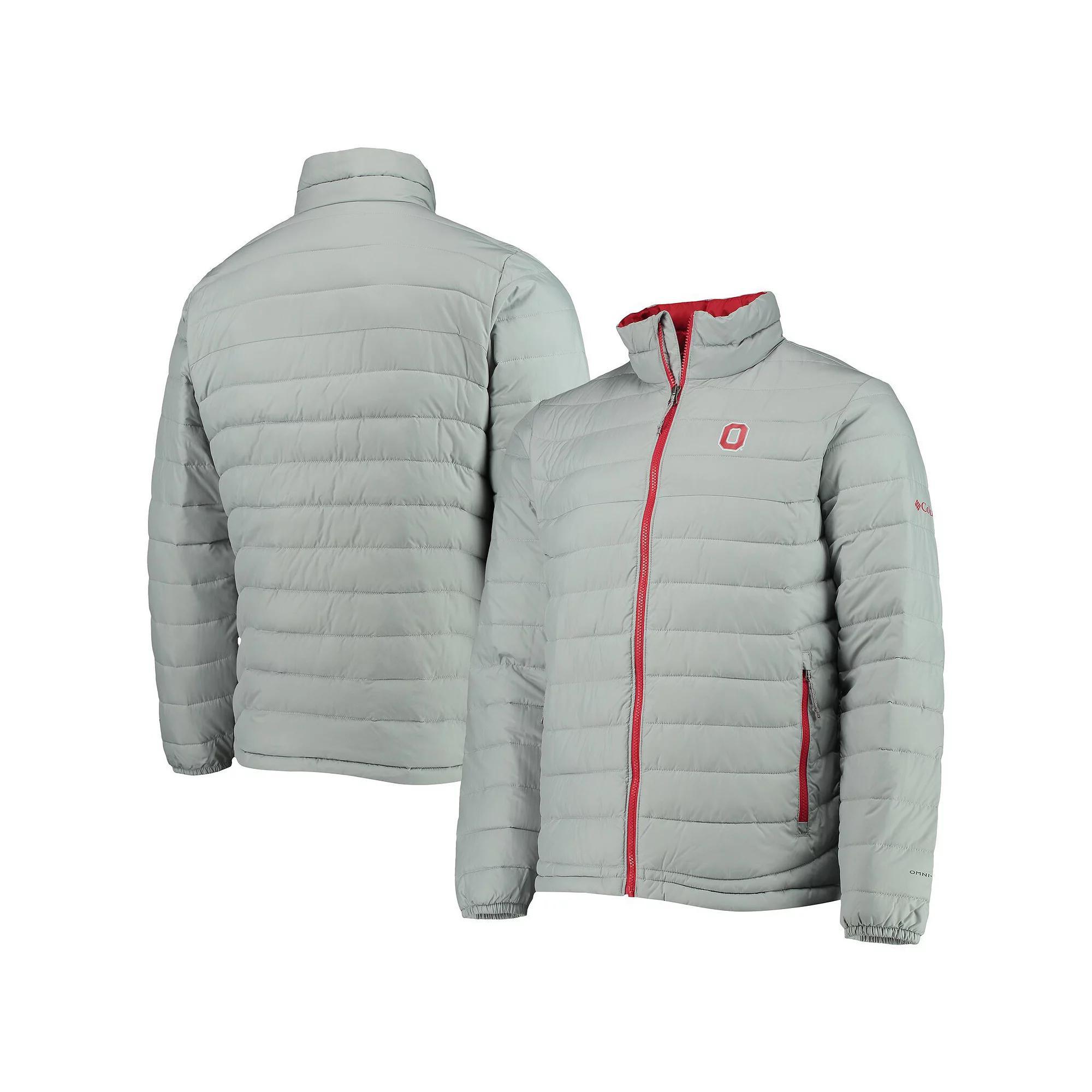 Men's Columbia Gray Ohio State Buckeyes Powder Lite Omni-Heat Reflective Full-Zip Jacket, Size: 2XL, Grey Product Image